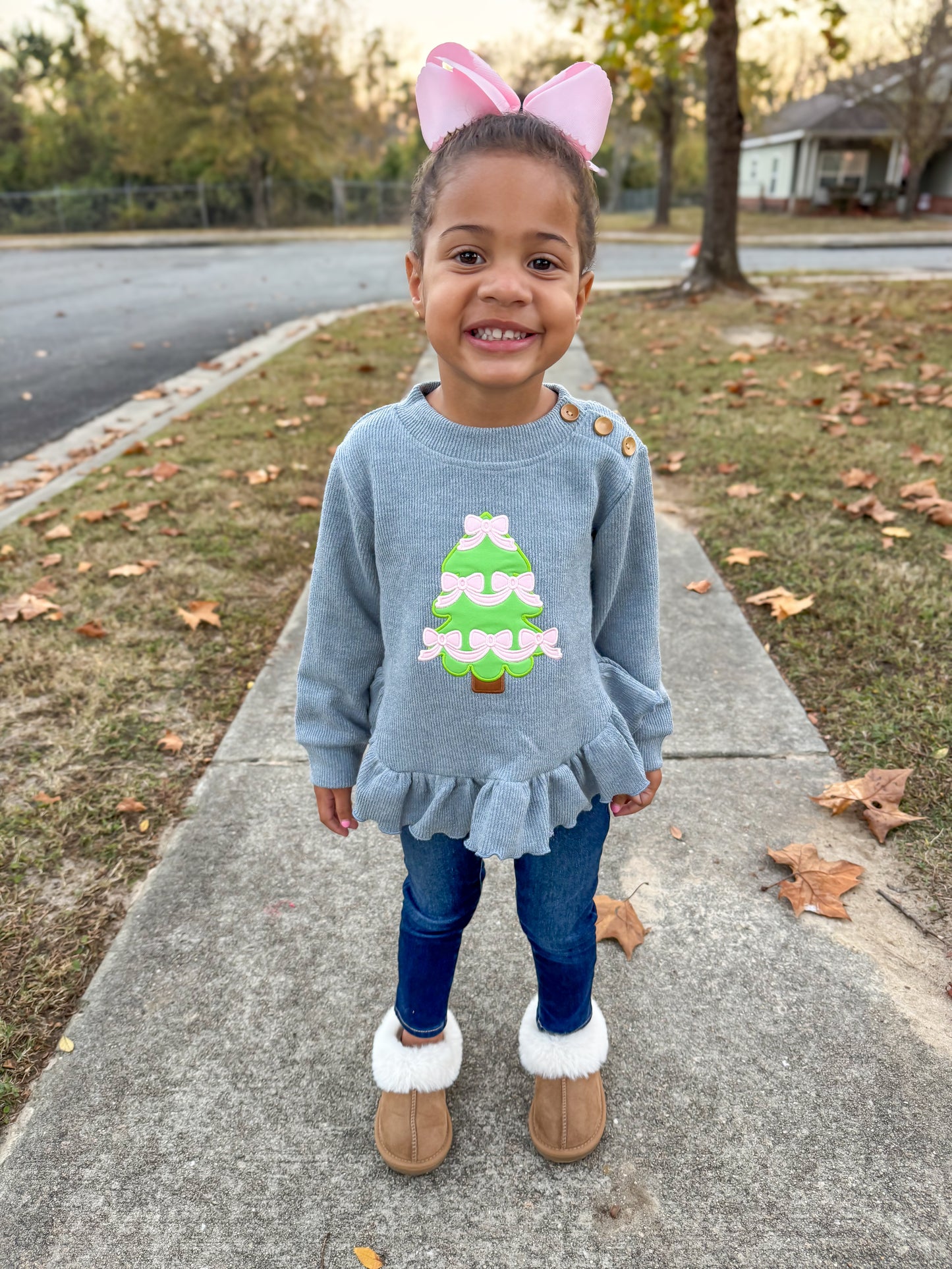 RTS - Christmas Sweaters - Girly Bow Tree Girl Sweater