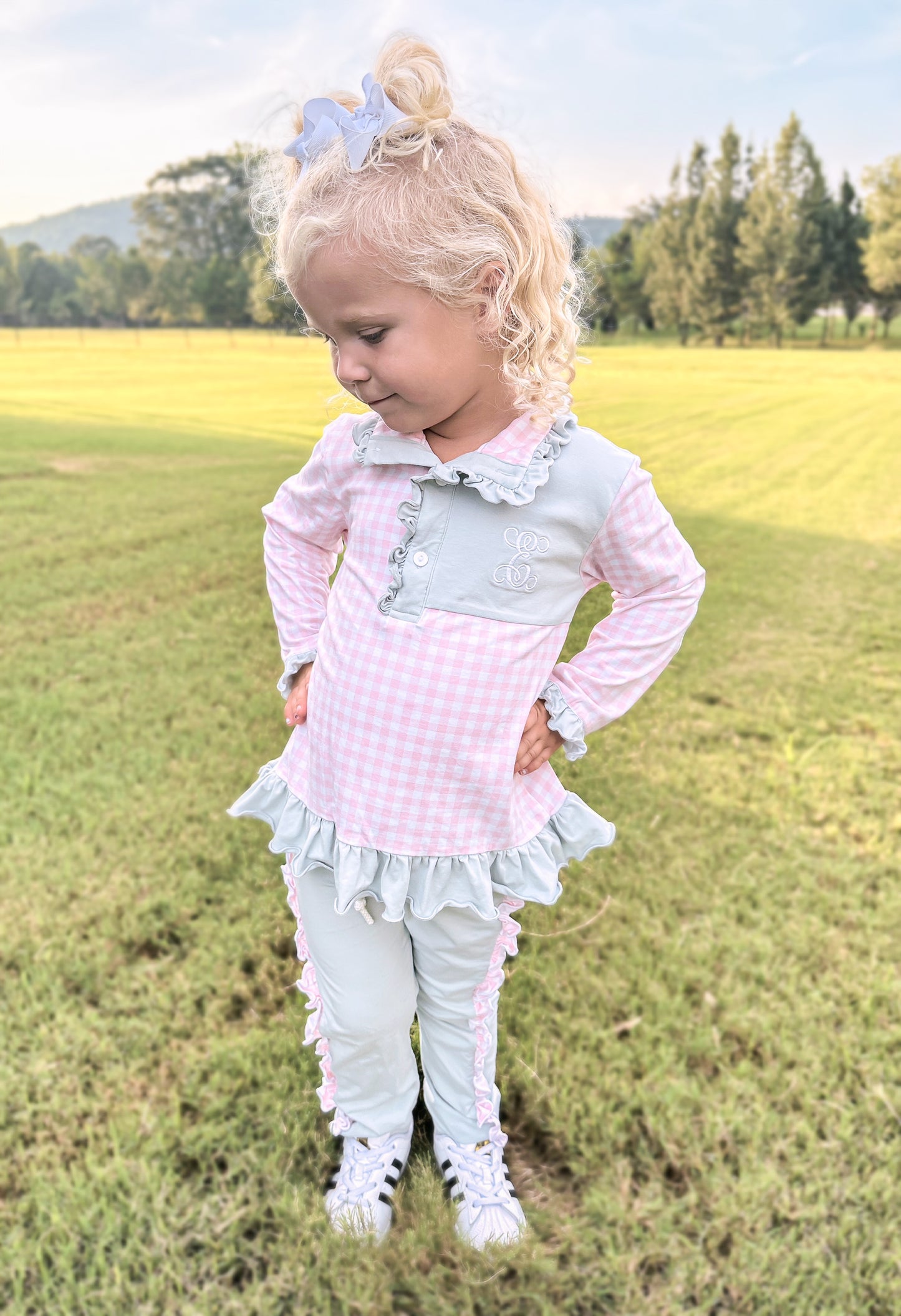 PREORDER 58: WINTER RERUNS - Monogrammed Jogger Set - Pink/Sage