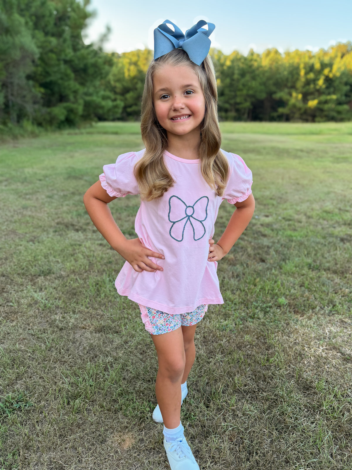 RTS - AUTUMN BASICS - Autumn Basics Girls Only - Chainstitch Bow Girl Shortie Set