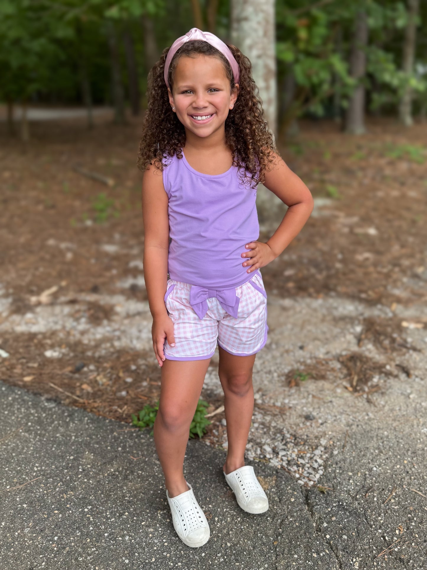 RTS - Summer 2 Girls Only - Bow Back Tank Basics Girl Shortie Set - Purple & Pink