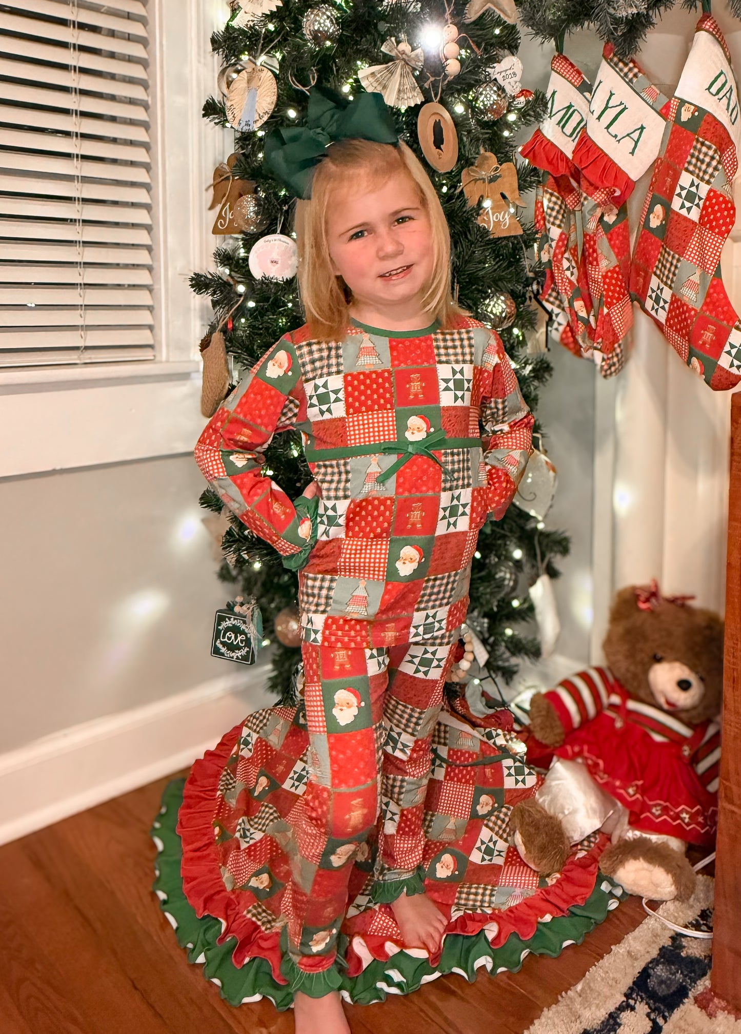 RTS - Christmas Patchwork Girl 2pc PJs