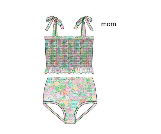 RTS - Preppy Gator Swim Mom 2 PC