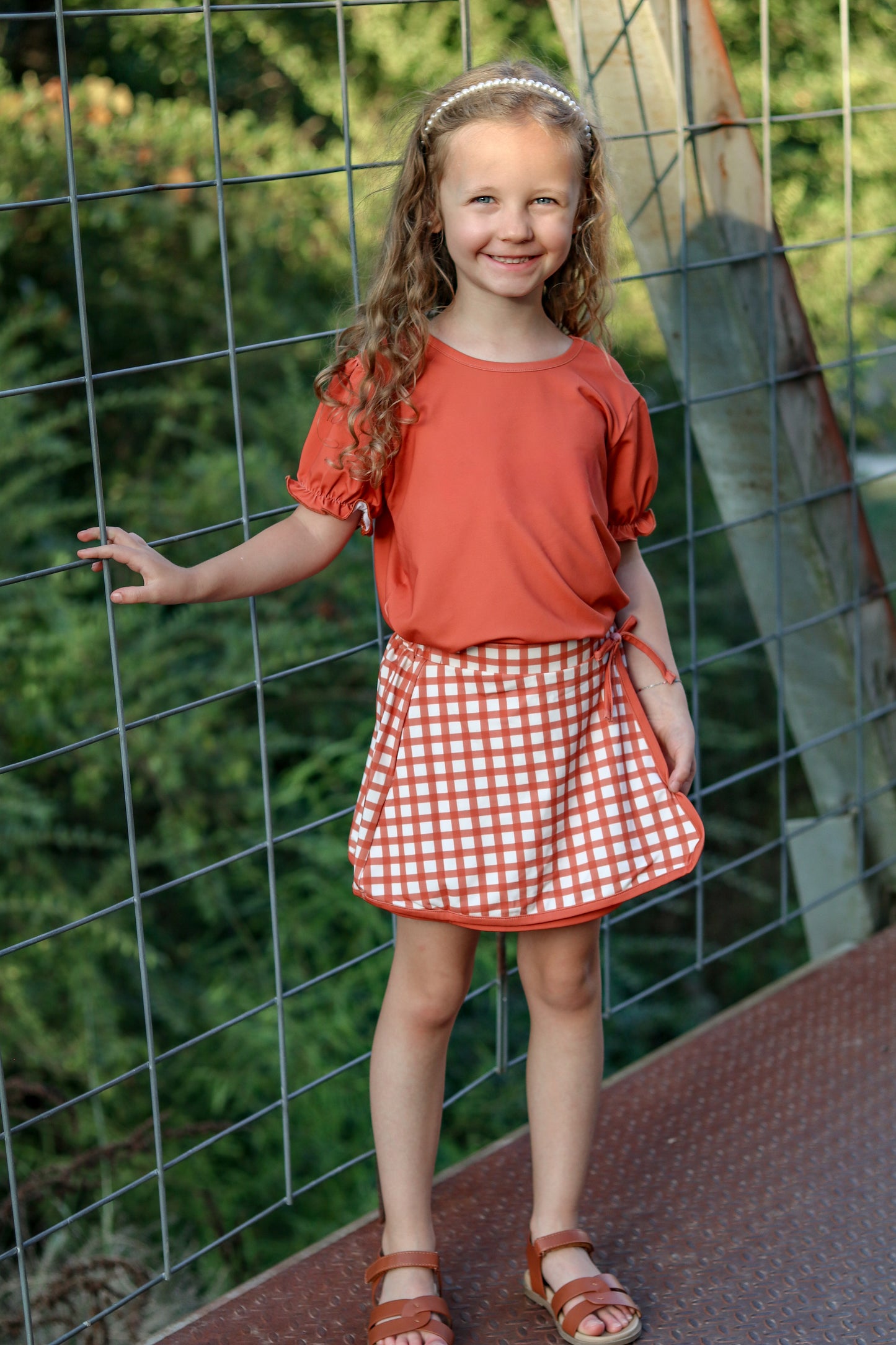 RTS - Rust Windowpane Basics Girl Skort Set - NO MONOGRAM