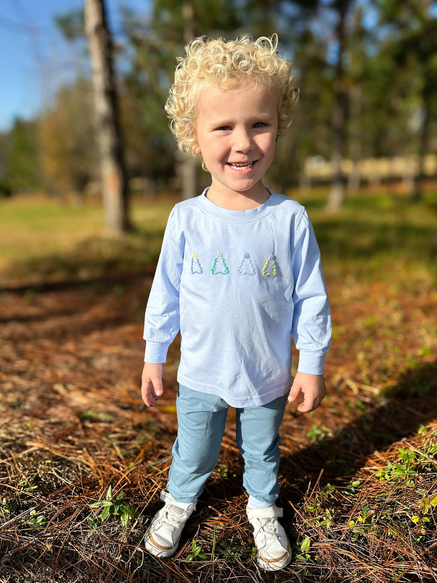RTS - Christmas Boys Only - Chainstitch Trees Boy Jogger Set - NO MONOGRAM