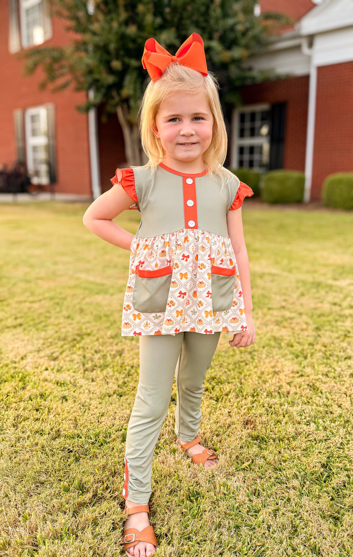 RTS - Fall Pt 2 Girls Only - Autumn Ribbon & Bows Girl Pant Set