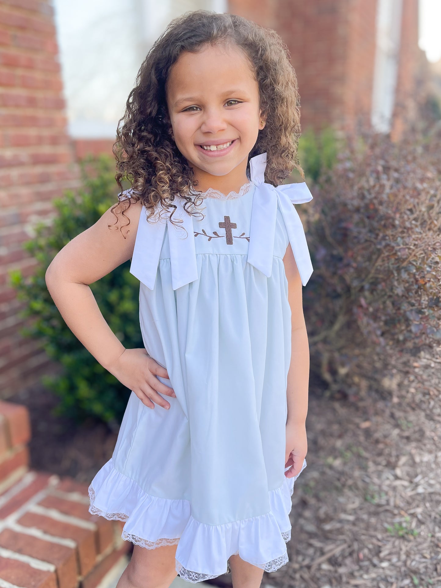 RTS - Embroidered Cross Girl Dress
