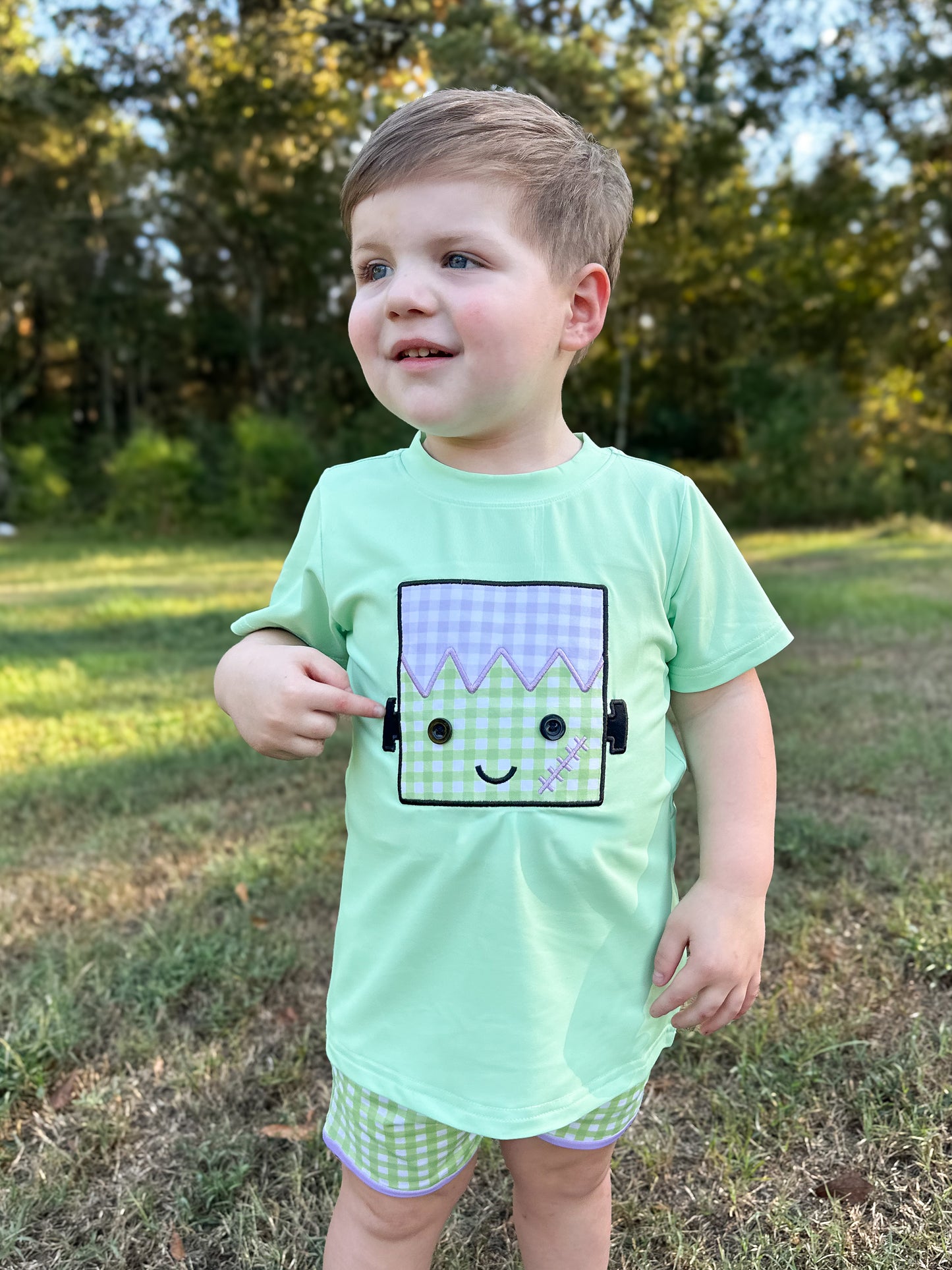 RTS - Applique Frankenstein Boy Shortie Set