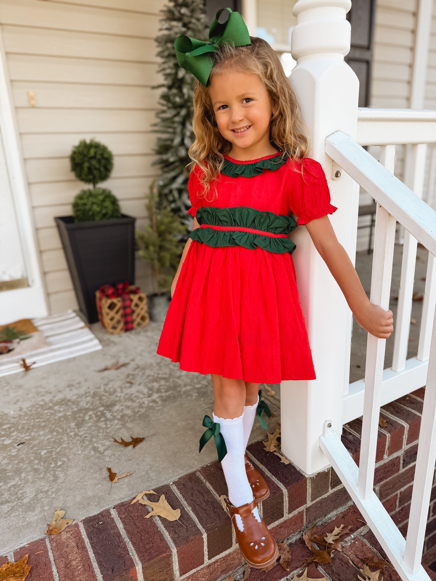 RTS - Swiss Dot Family Christmas Girl Dress