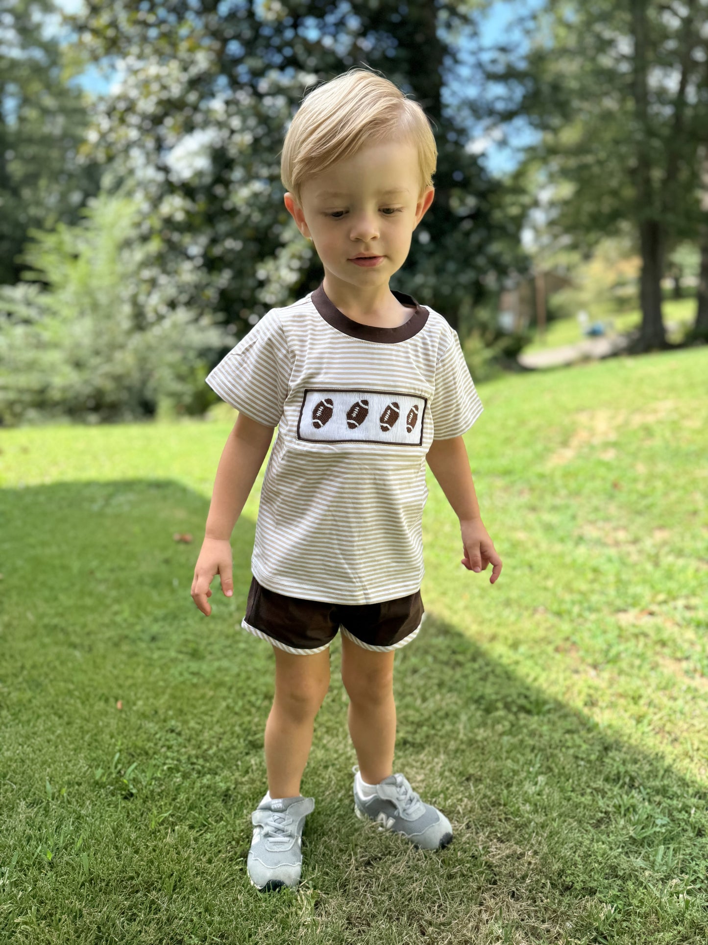 RTS - Smocked Footballs Boy Shortie Set