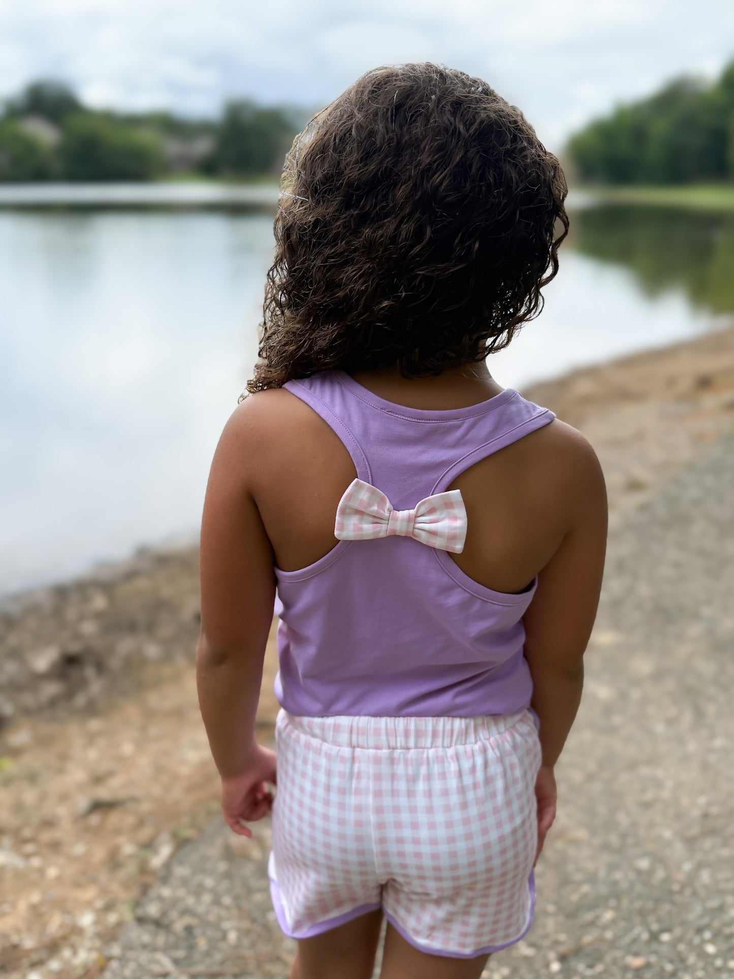 RTS - Summer 2 Girls Only - Bow Back Tank Basics Girl Shortie Set - Purple & Pink