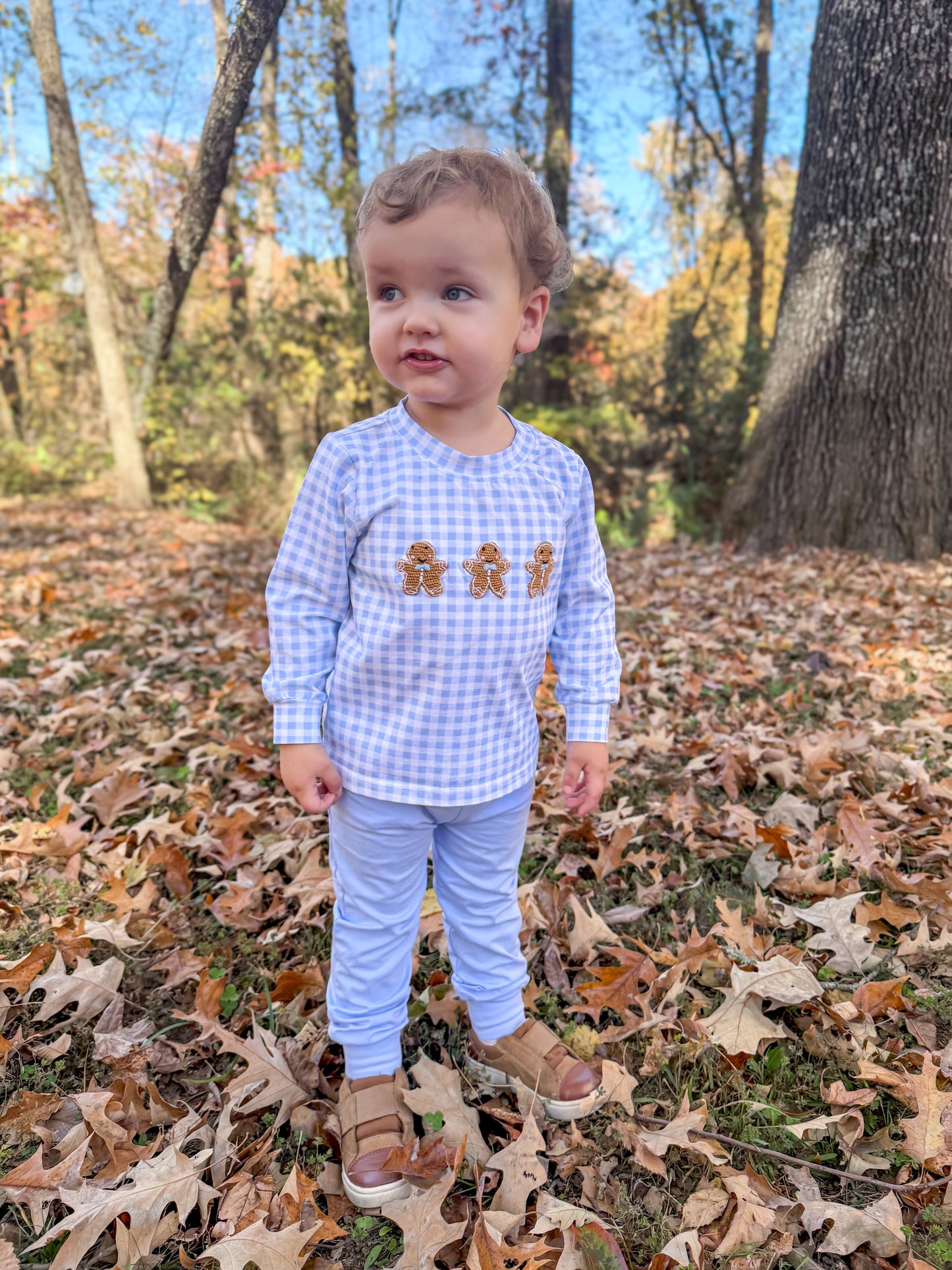 RTS - Crochet Gingham Gingerbread Boy Jogger Set