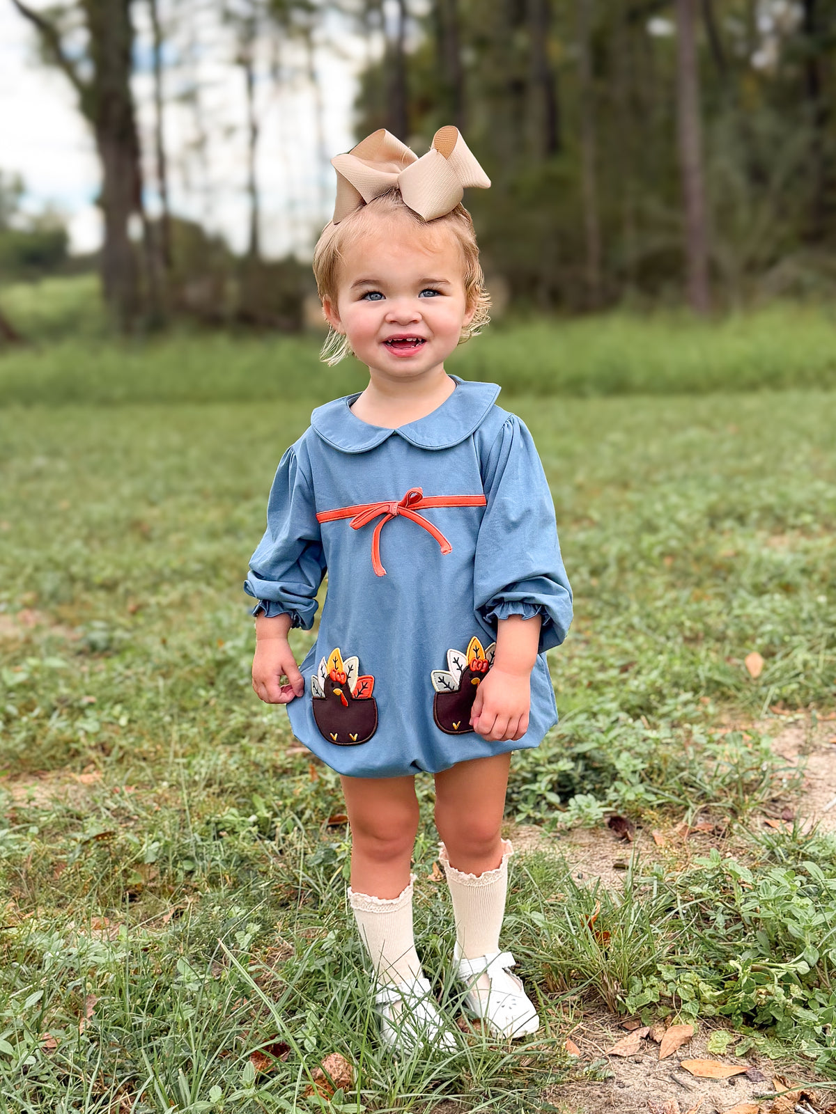 RTS - HALLOWEEN & TURKEYS - Turkey Pockets Girl Bubble