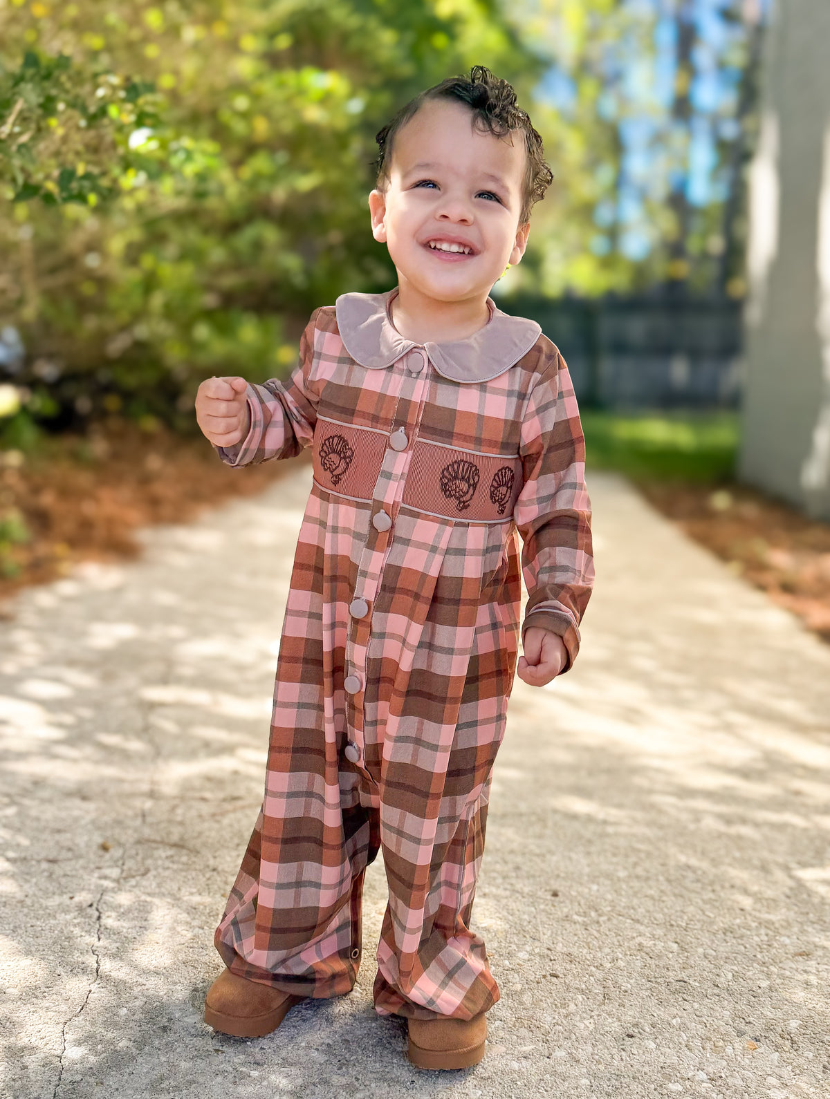 RTS - HALLOWEEN & TURKEYS - Gobble & Plaid Boy Longall