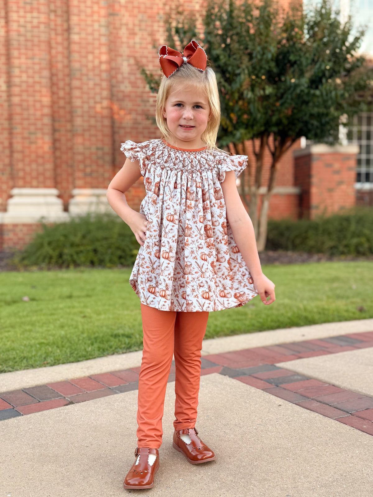 RTS - HALLOWEEN & TURKEYS - Bountiful Harvest Toile Girl Pant Set