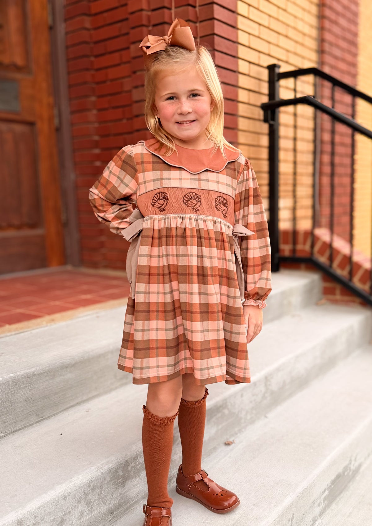 RTS - HALLOWEEN & TURKEYS - Gobble & Plaid Girl Dress