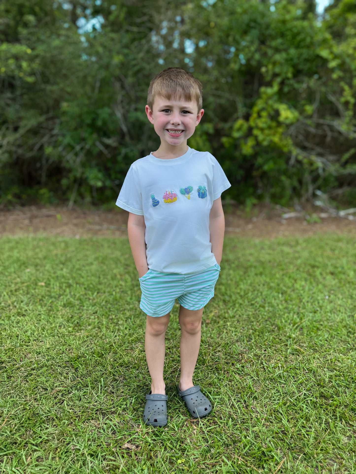 RTS - French Knot Birthday Boy Shortie Set