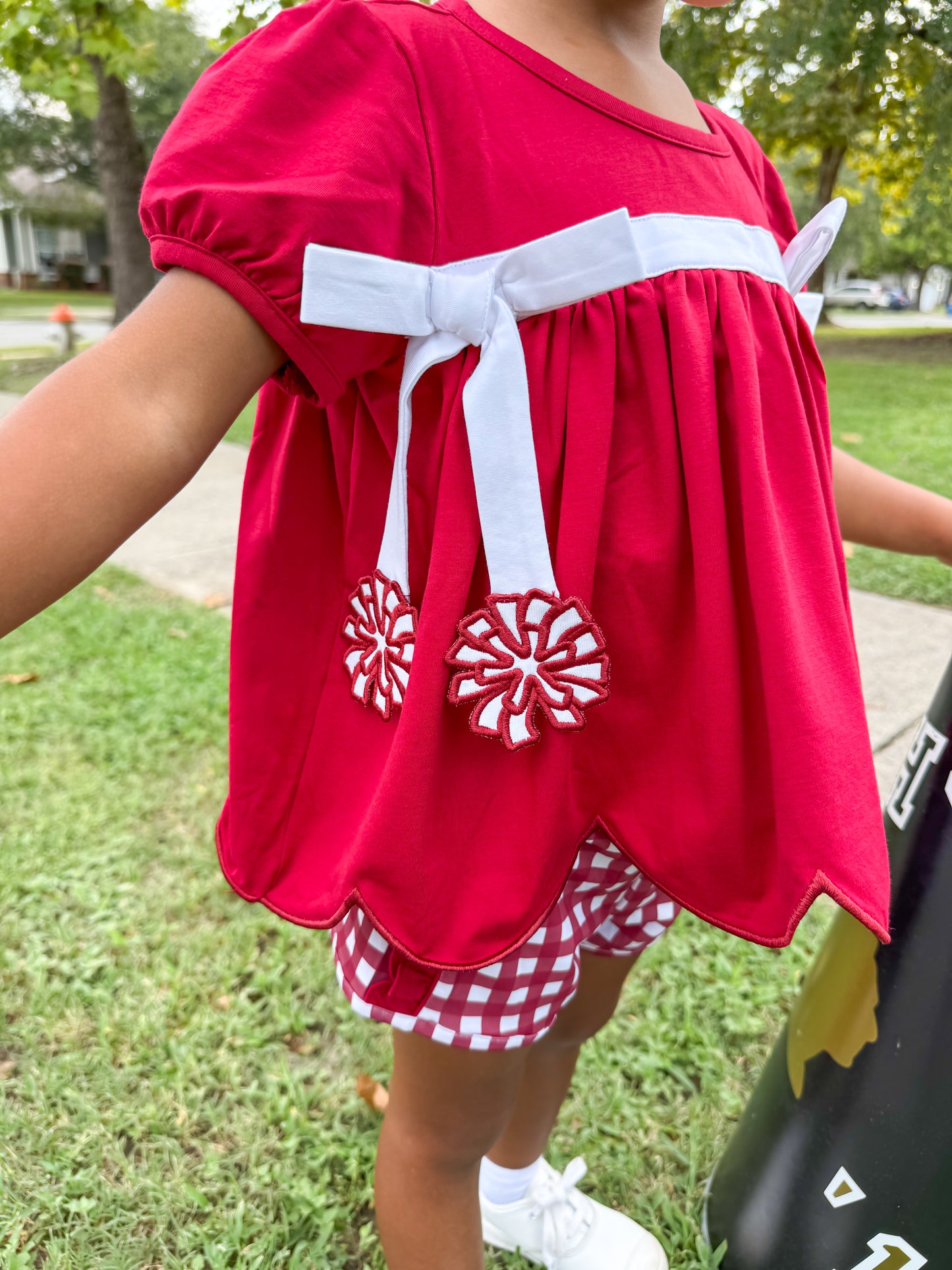 RTS - Game Day Basics Girl Shortie Set - Crimson & White