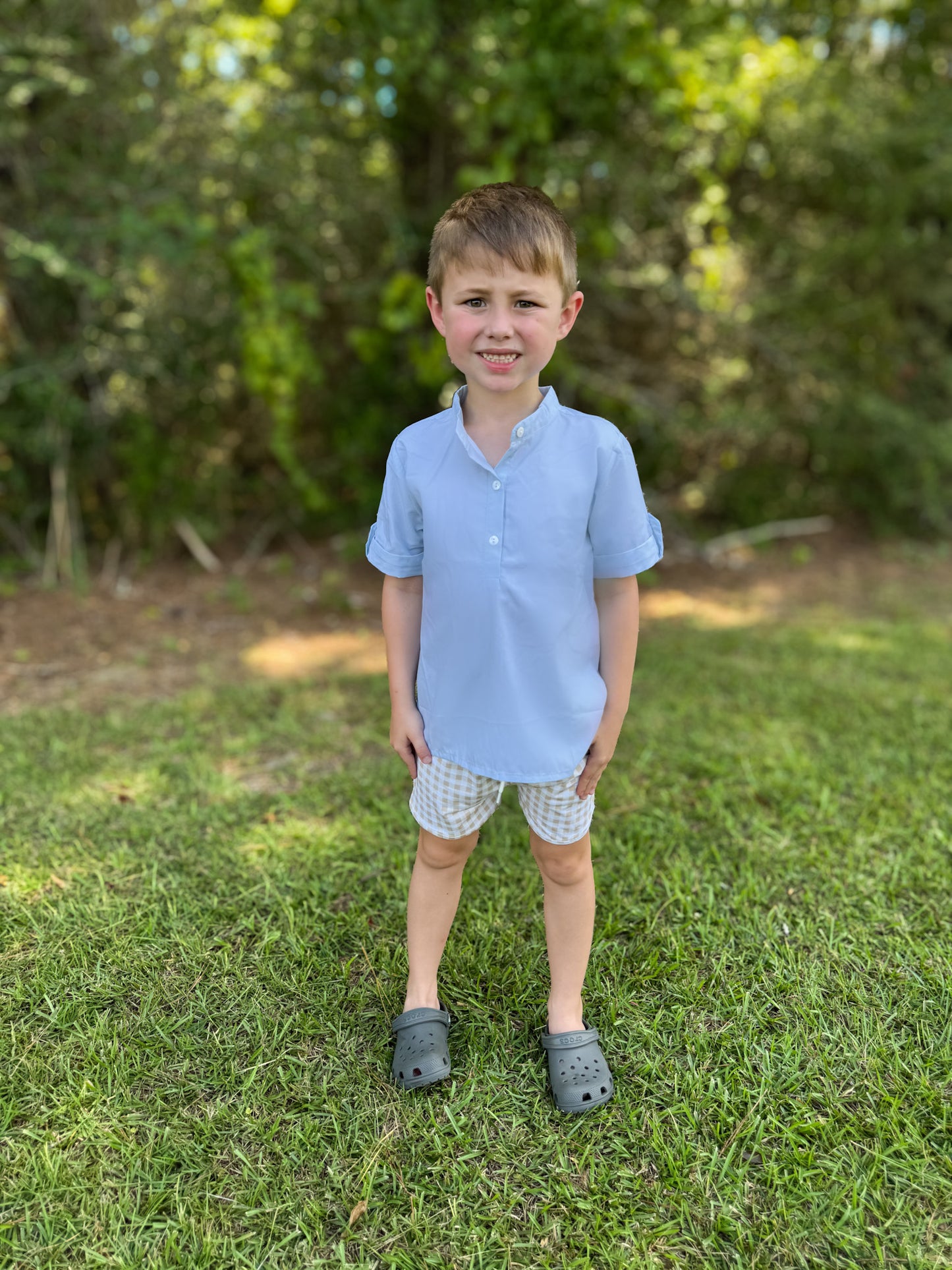 RTS - Sage Petals Boy Shortie Set - NO MONOGRAM