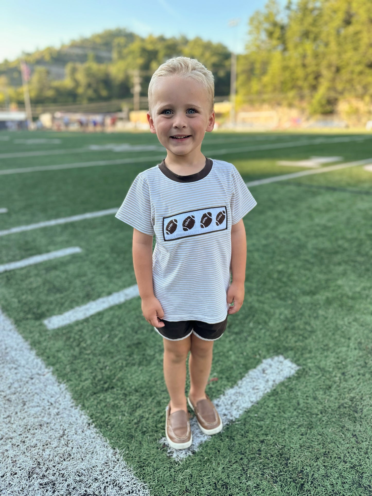 RTS - Smocked Footballs Boy Shortie Set