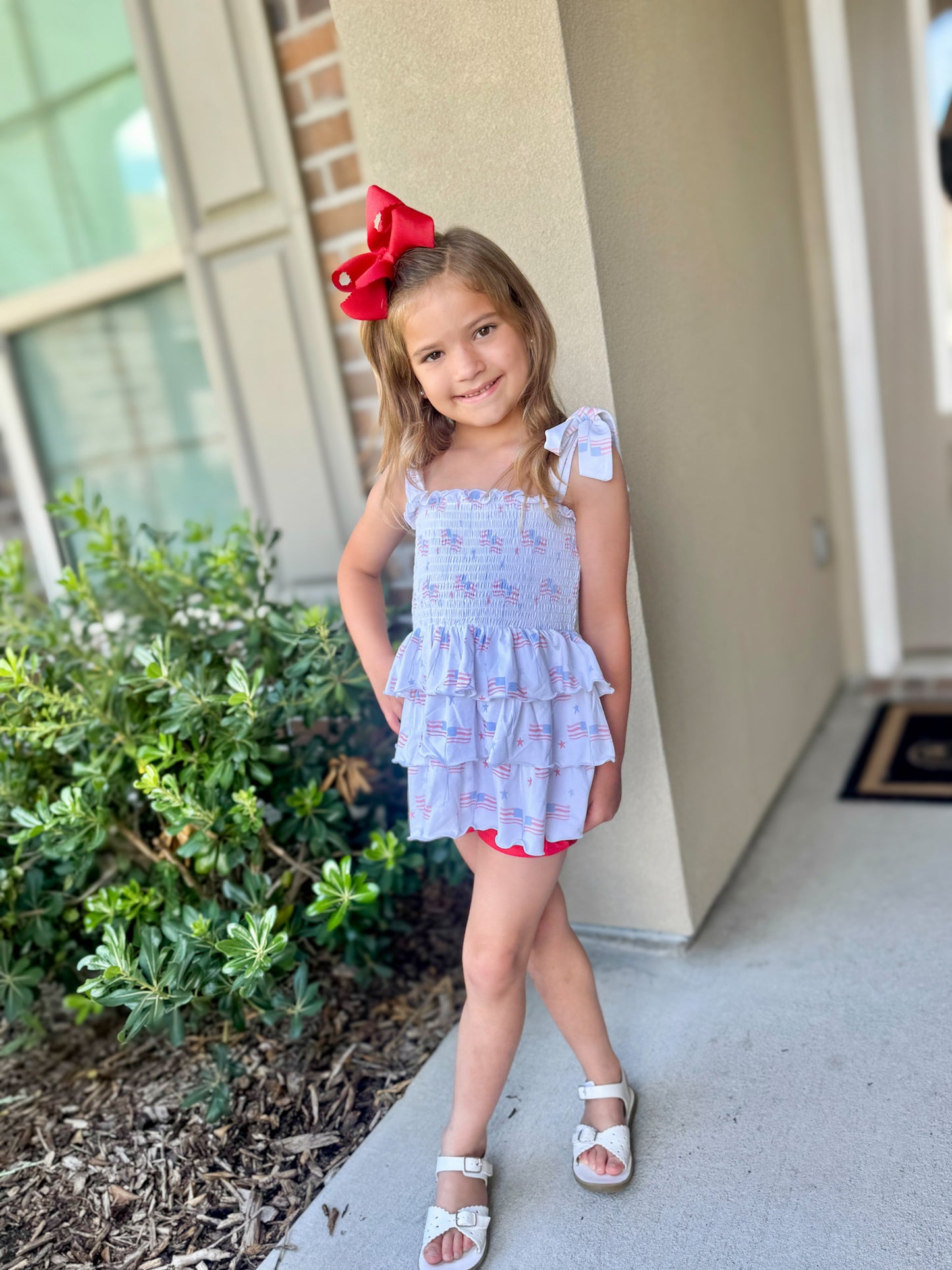 RTS - Preppy Patriotic Girl Shortie Set