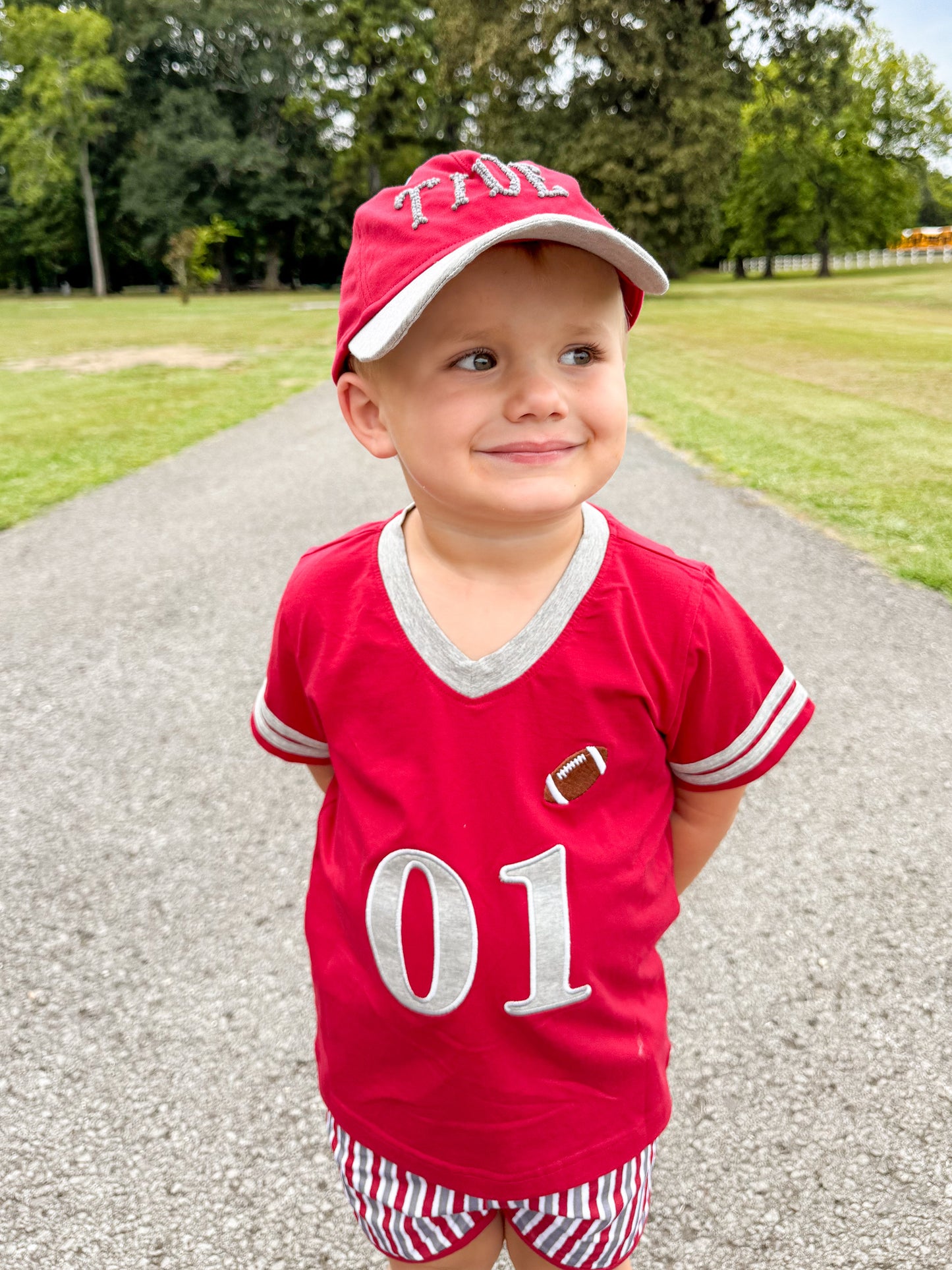 RTS - Gameday Gear Boy Jersey - Crimson & Grey - NO MONOGRAM