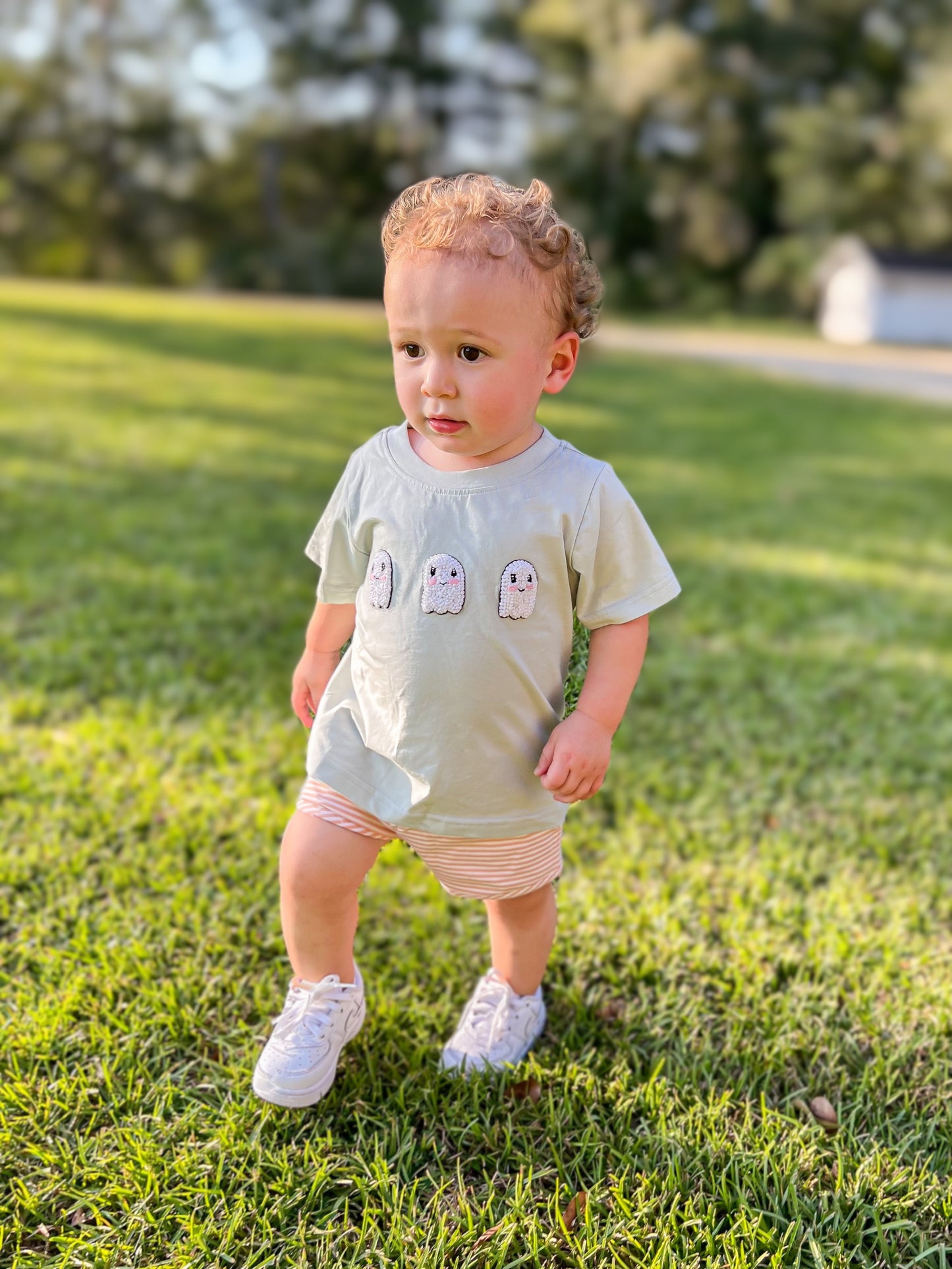 RTS - French Knot Ghosts Boy Shortie Set