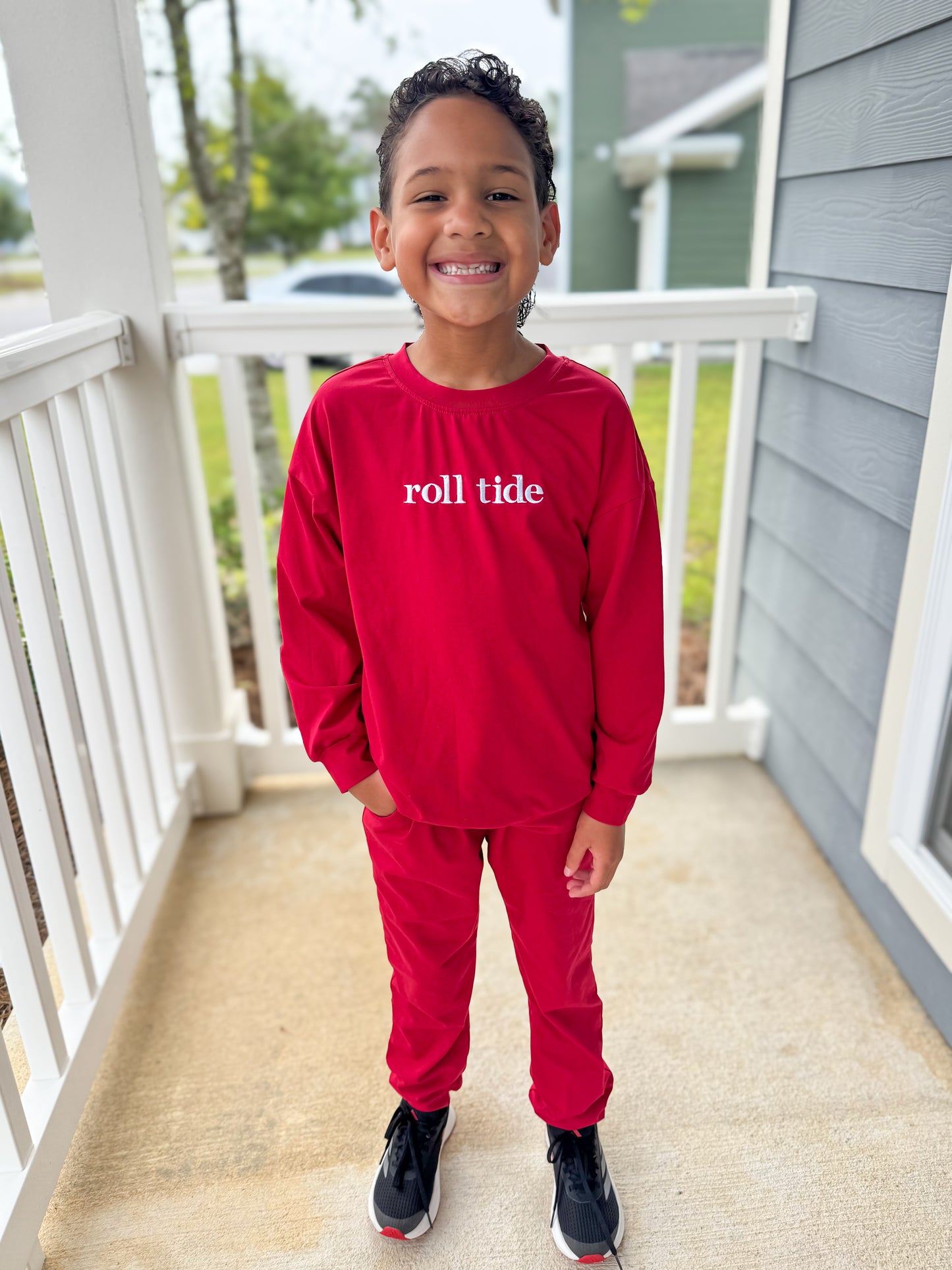 RTS - COLLEGIATE - Gameday Warm Ups Boy Jogger Set - Crimson “NO MONO”