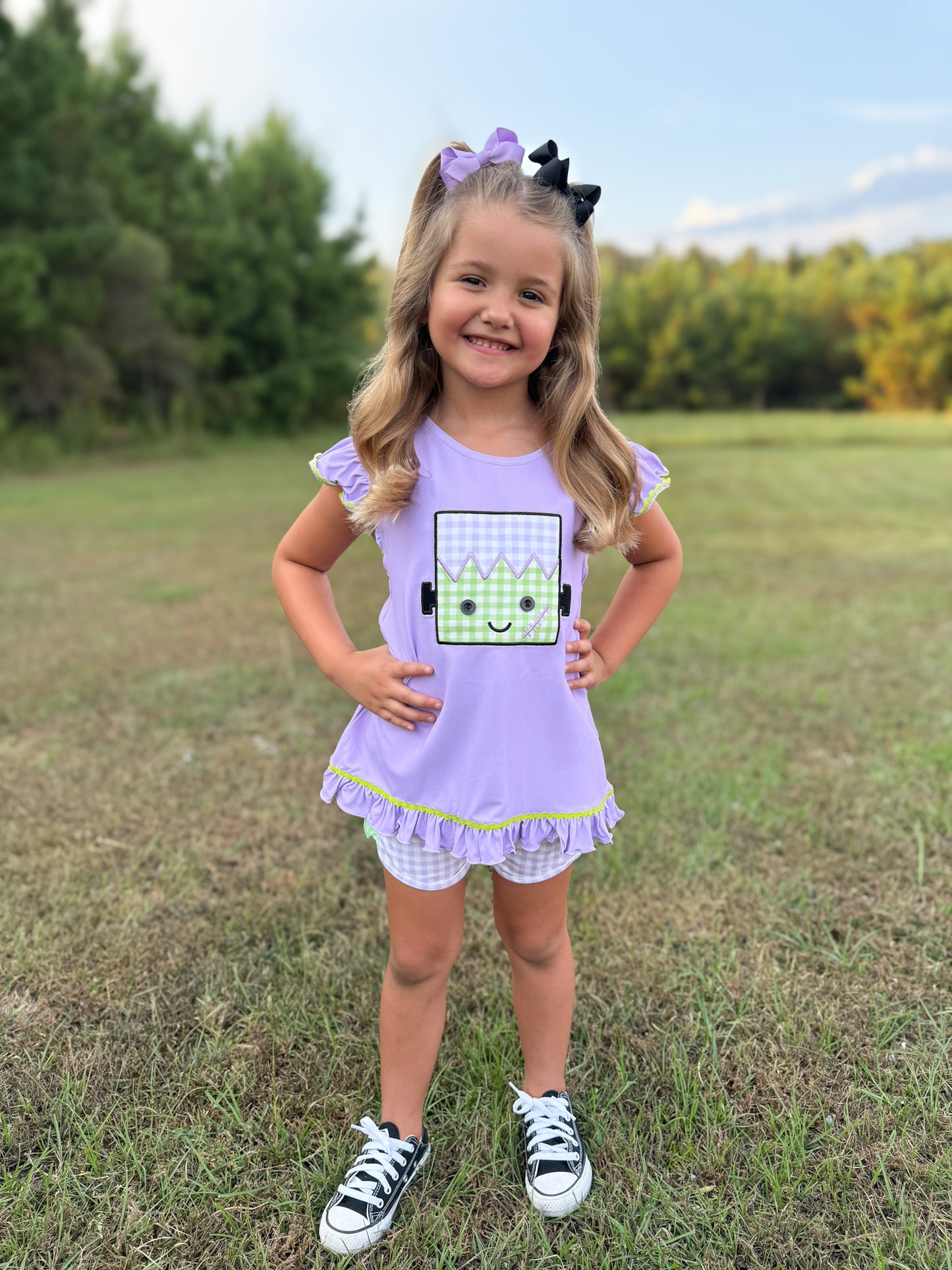 RTS - Applique Frankenstein Girl Shortie Set