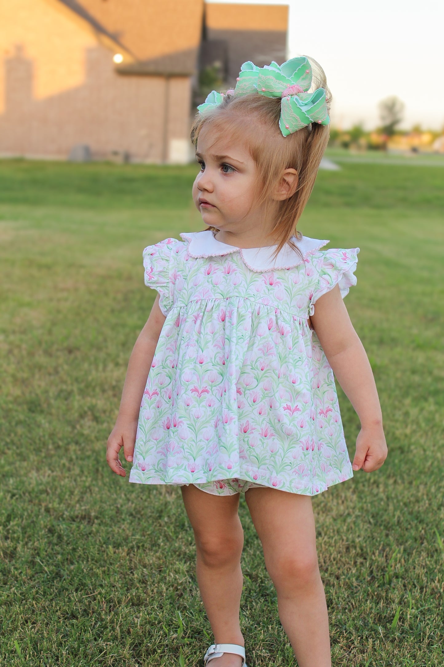 RTS - SUMMER PT 2 - Lime & Pink Floral Girl Diaper Set