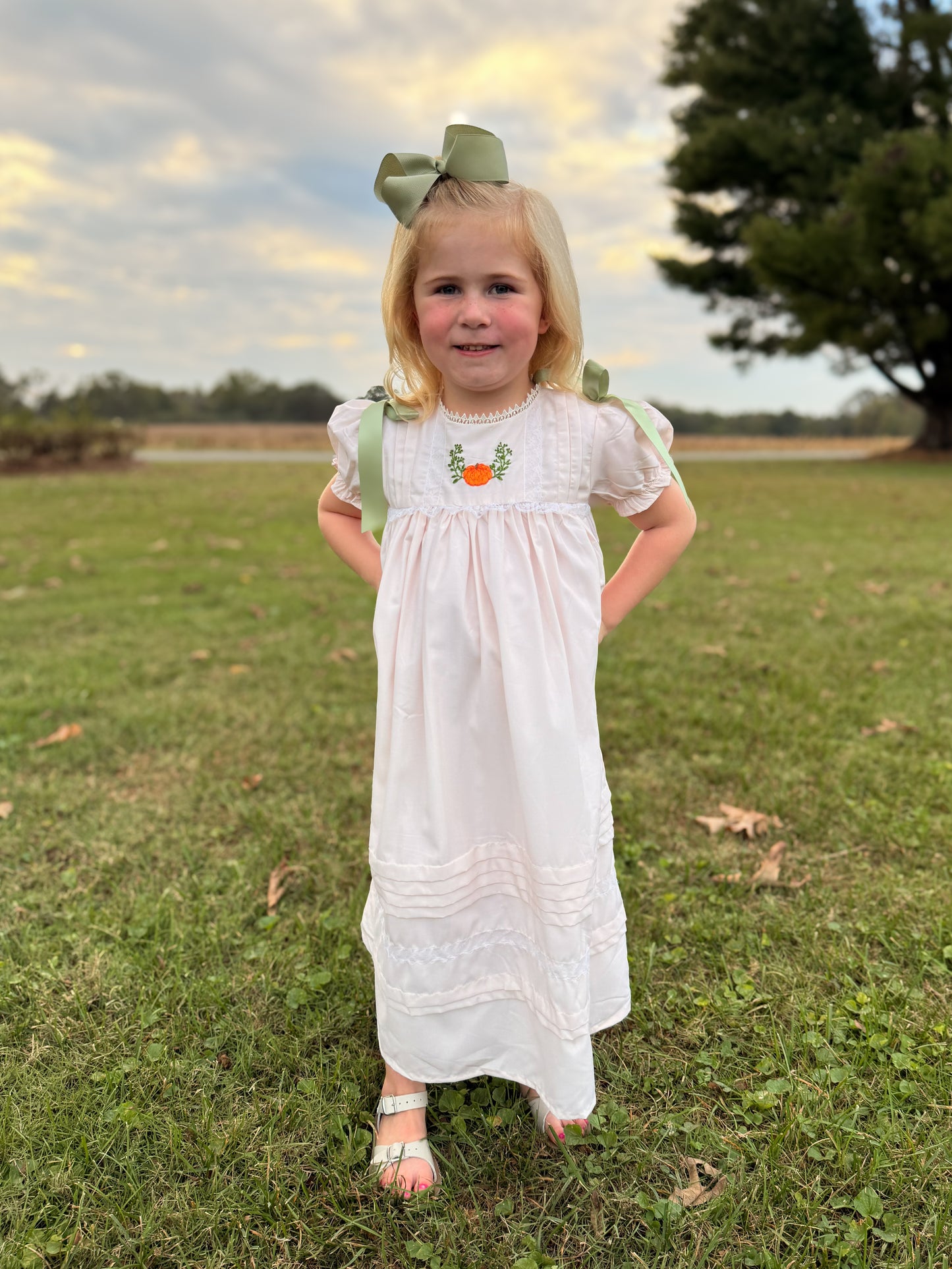 RTS - Pumpkin Heirlooms Girl Dress