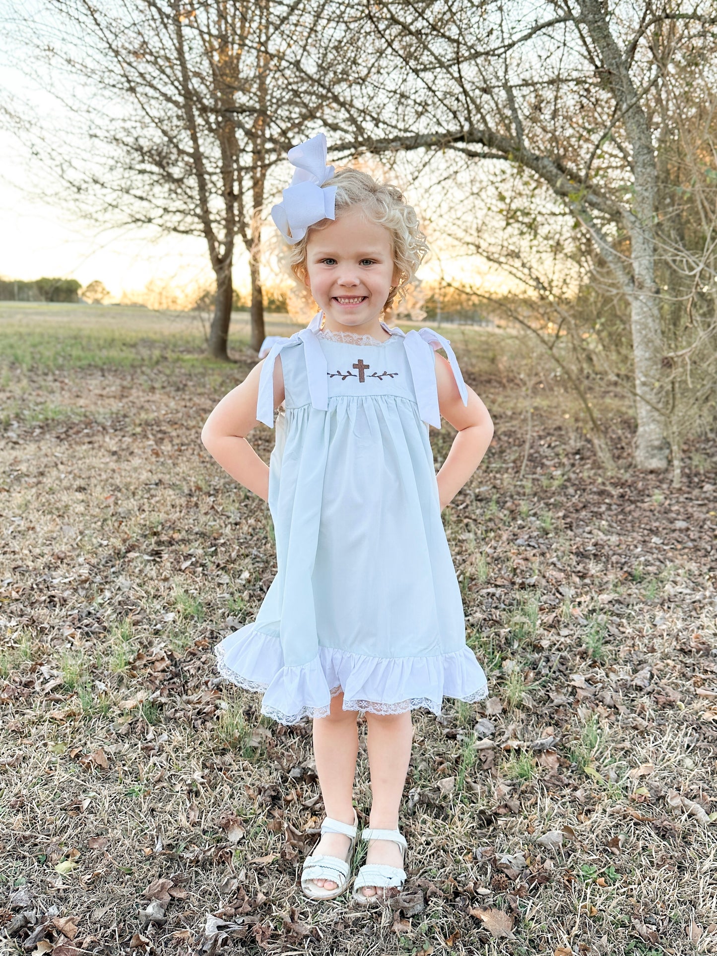 RTS - Embroidered Cross Girl Dress