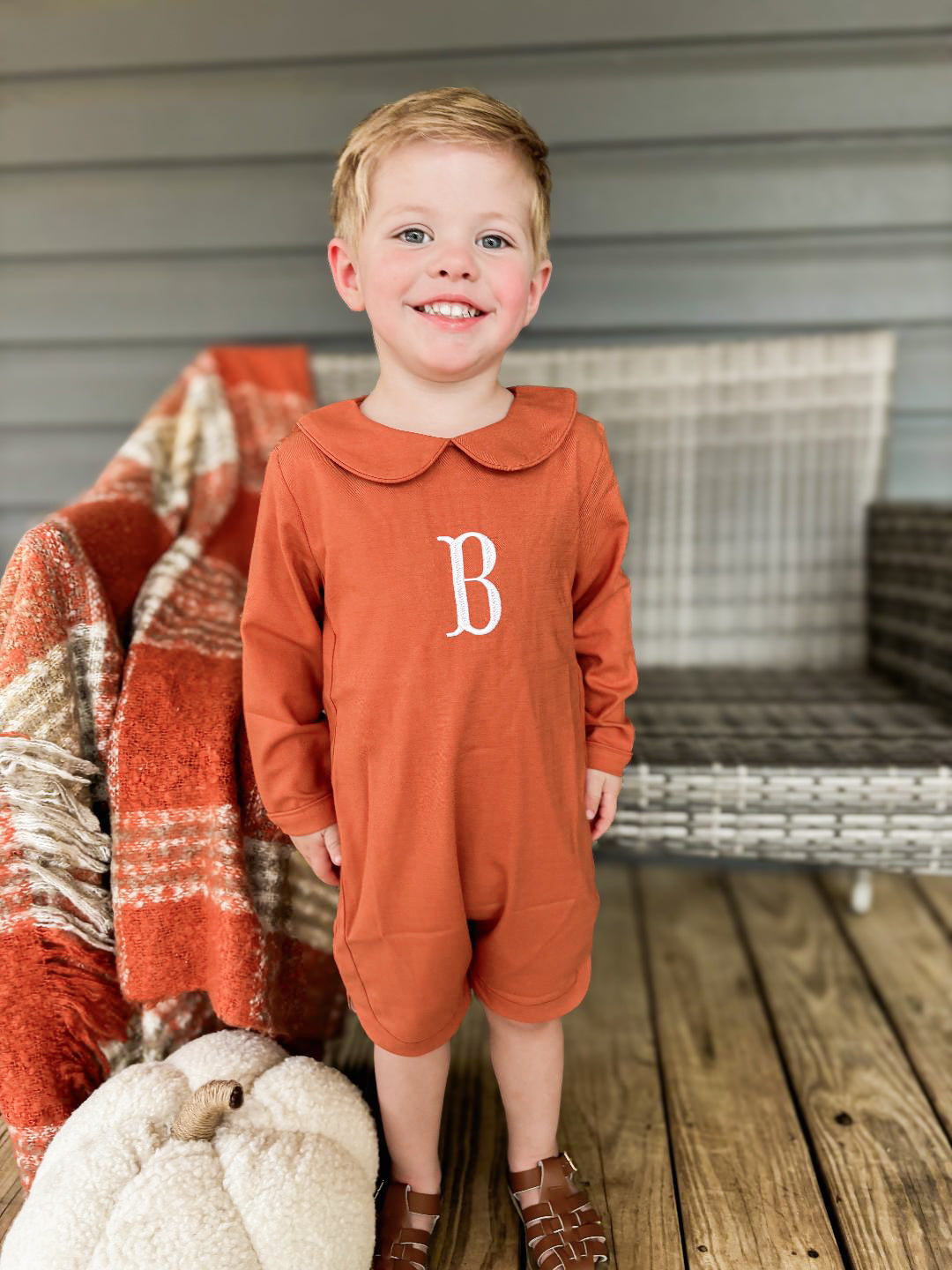 RTS - Rust Family Floral Boy Shortall -NO MONOGRAM