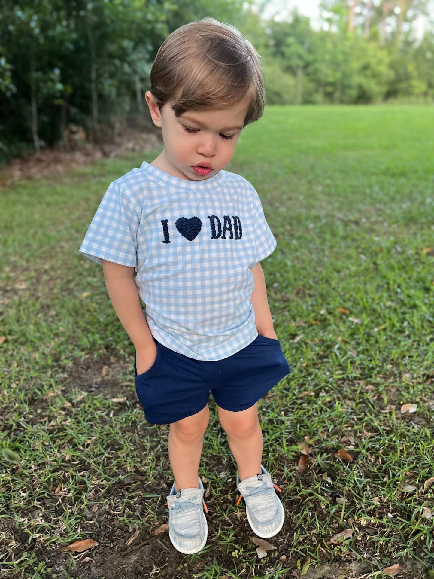 RTS - French Knot I Heart Dad Boy Short Set