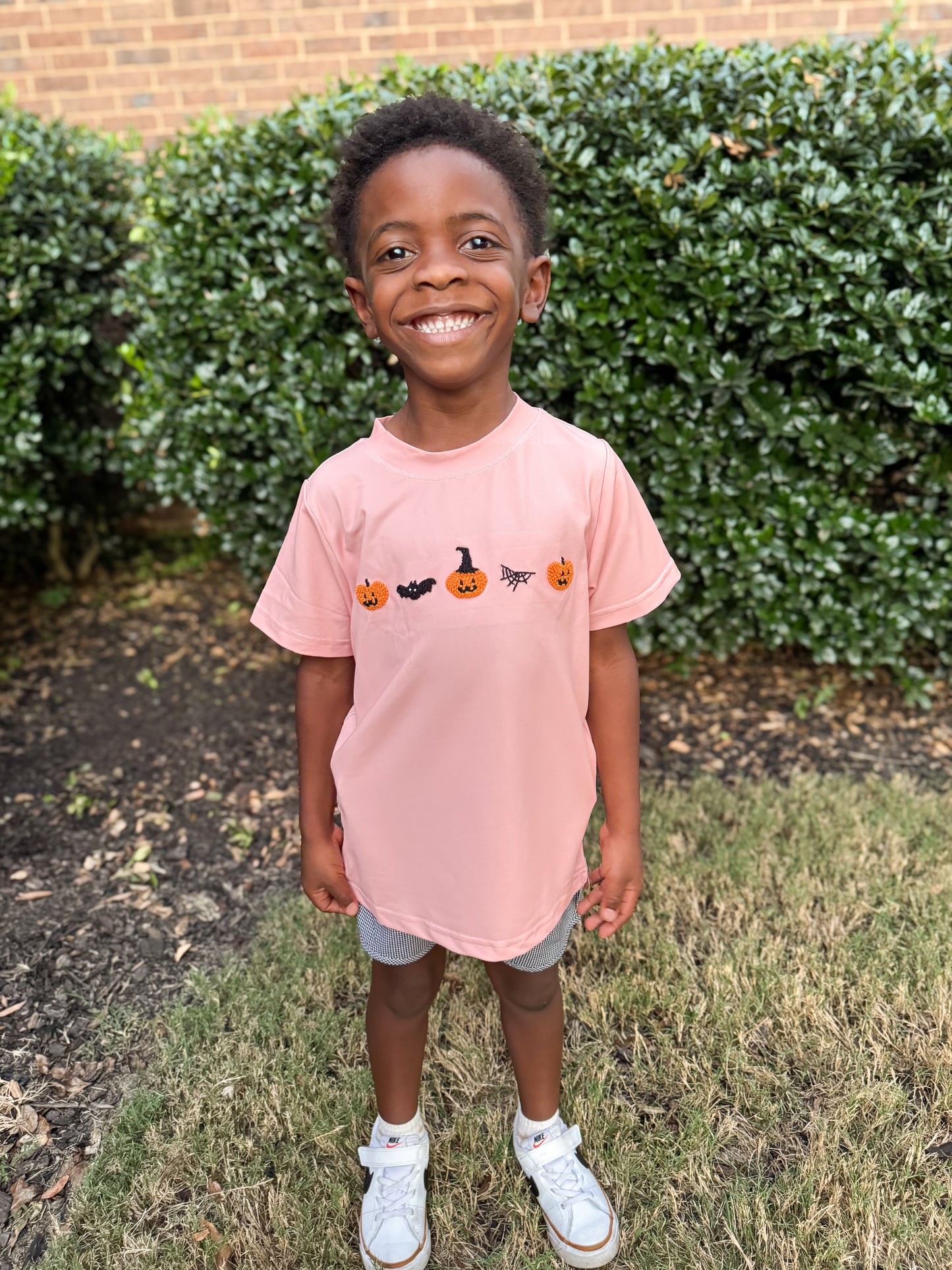 RTS - French Knot Jack-O’-Lantern Boy Shortie Set