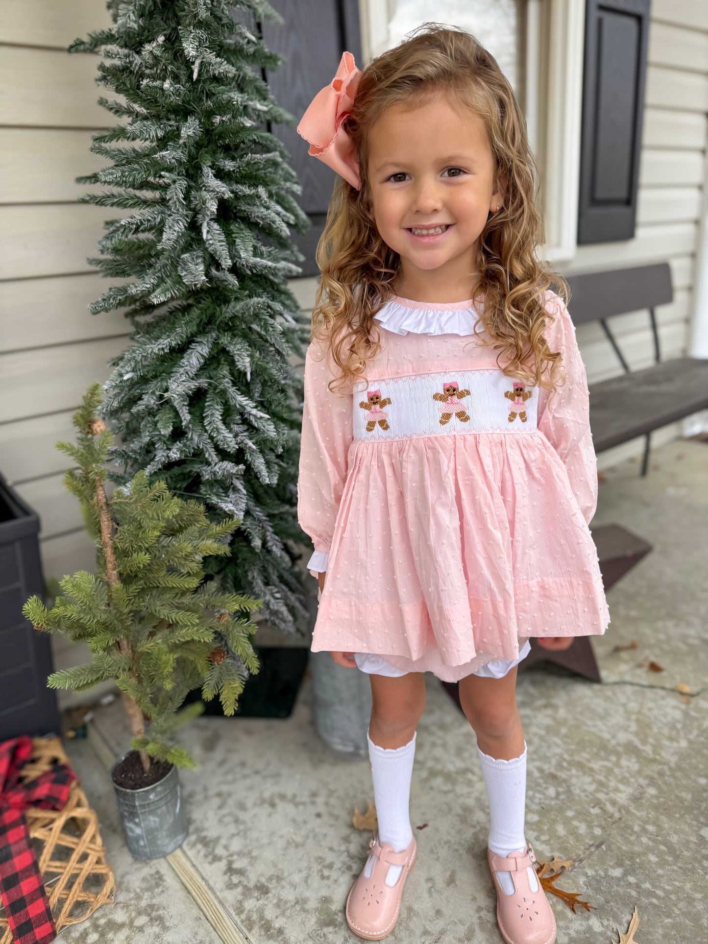 RTS - Christmas Girls Only - Swiss Dot Gingerbread Girl Diaper Set