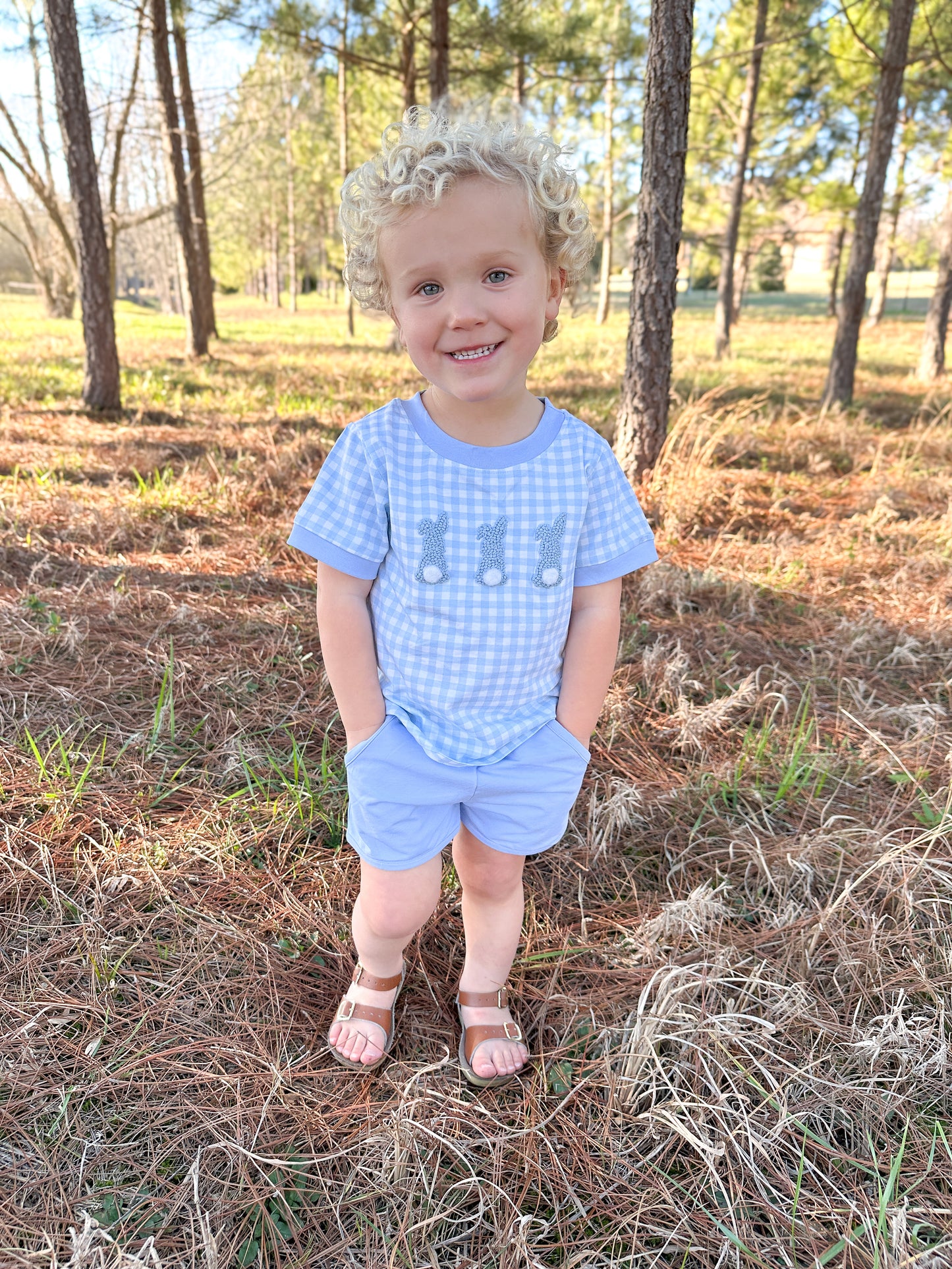 RTS - French Knot Bunnies Boy Shortie Set
