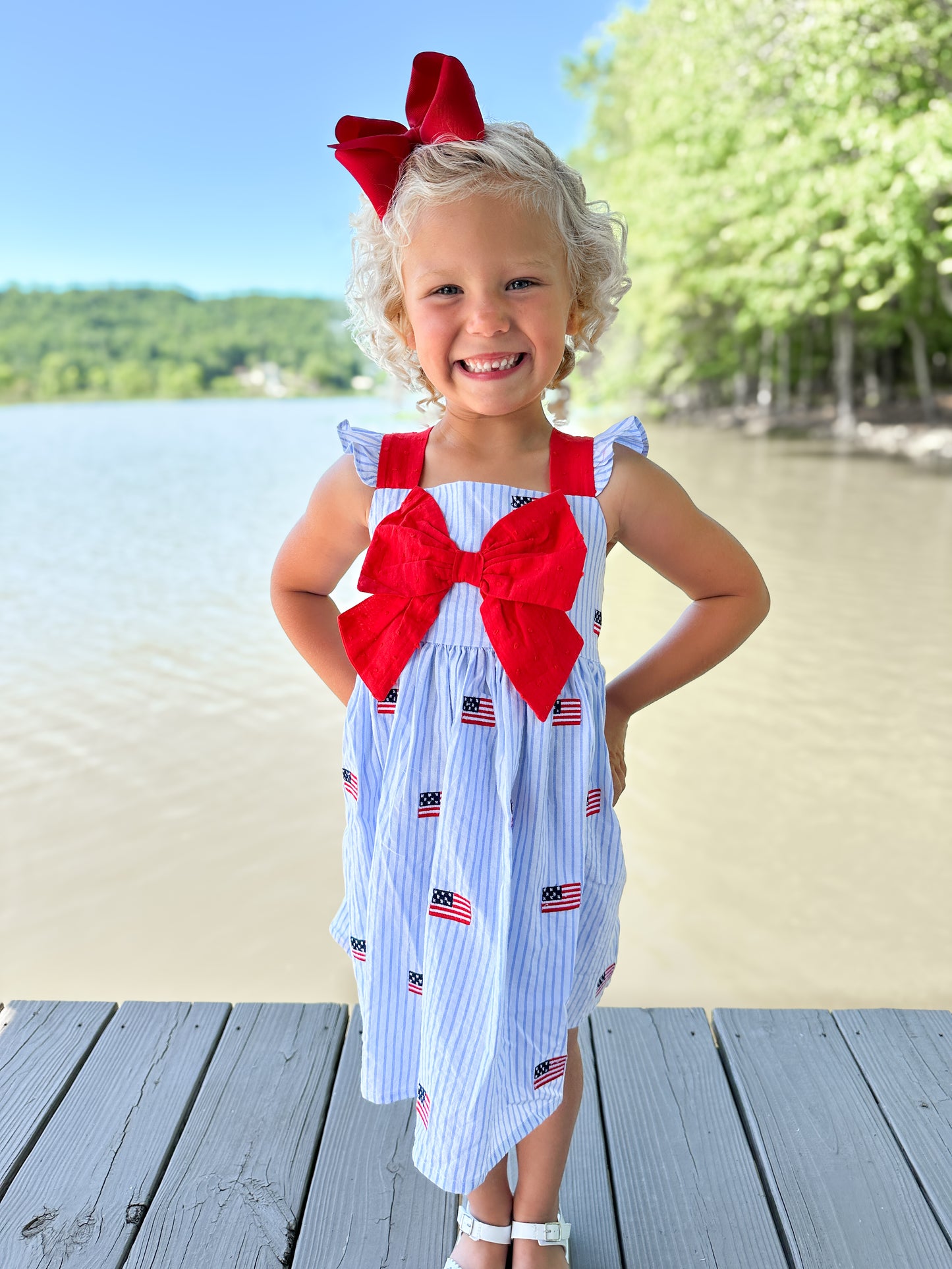 RTS - Embroidered Flags Girl Dress