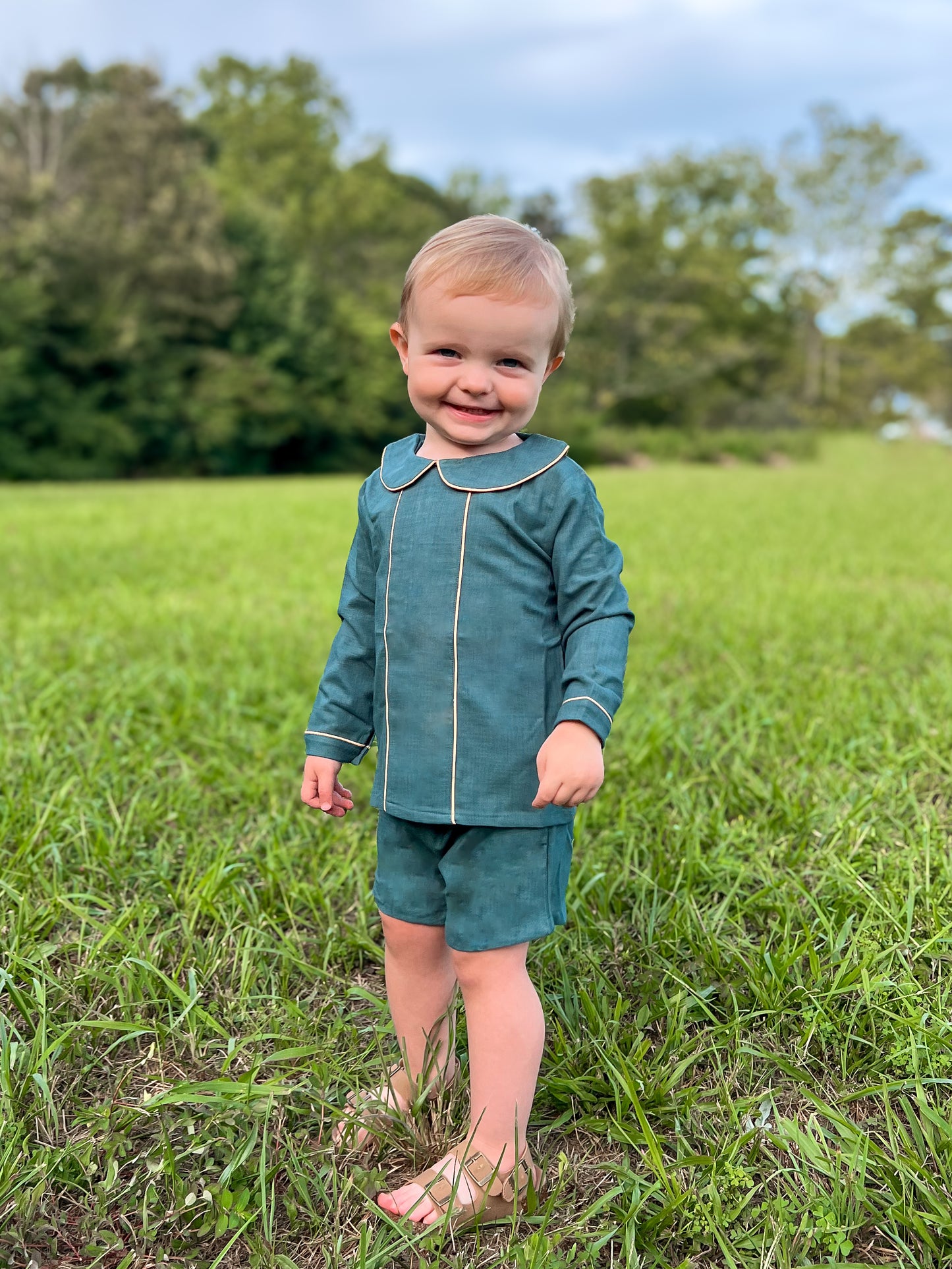 RTS - Teagan’s Fall Floral Boy Short Set - NO MONOGRAM
