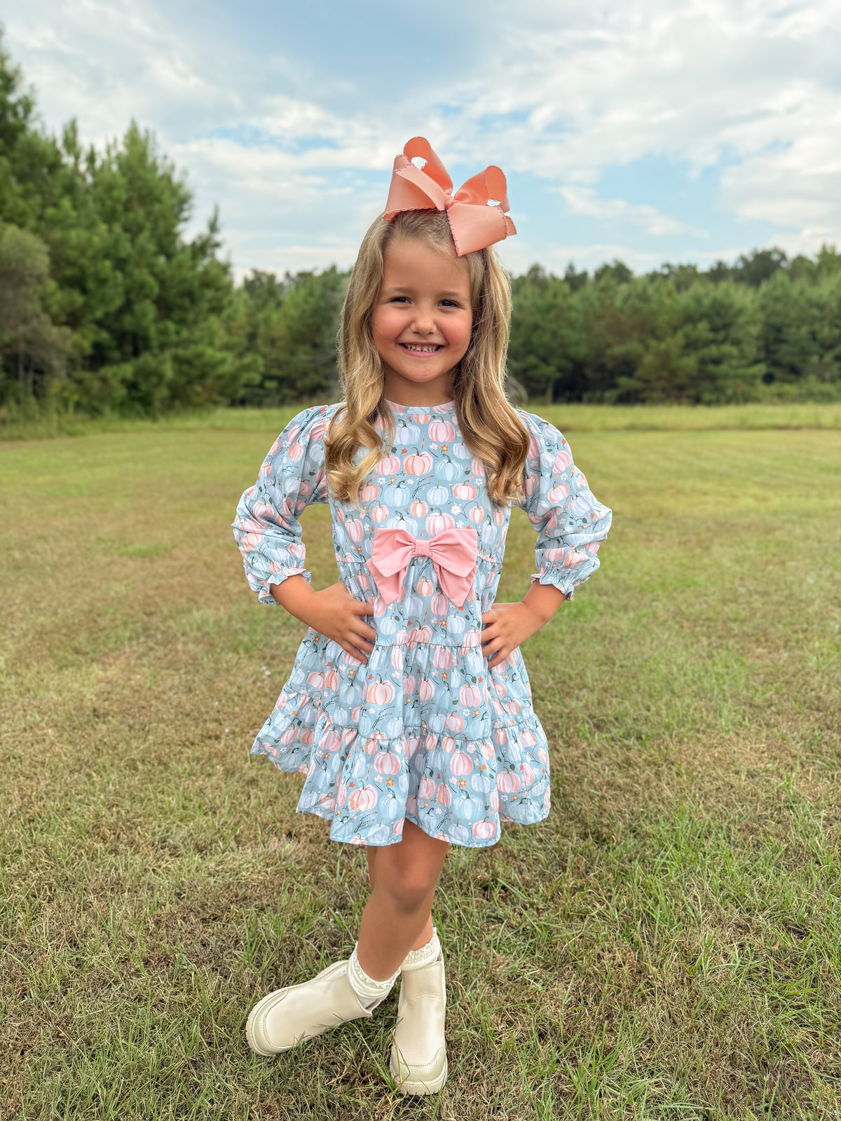 RTS - PUMPKINS & HALLOWEEN - Pumpkins & Halloween Girls Only - Piper’s Pastel Pumpkins Girl Dress