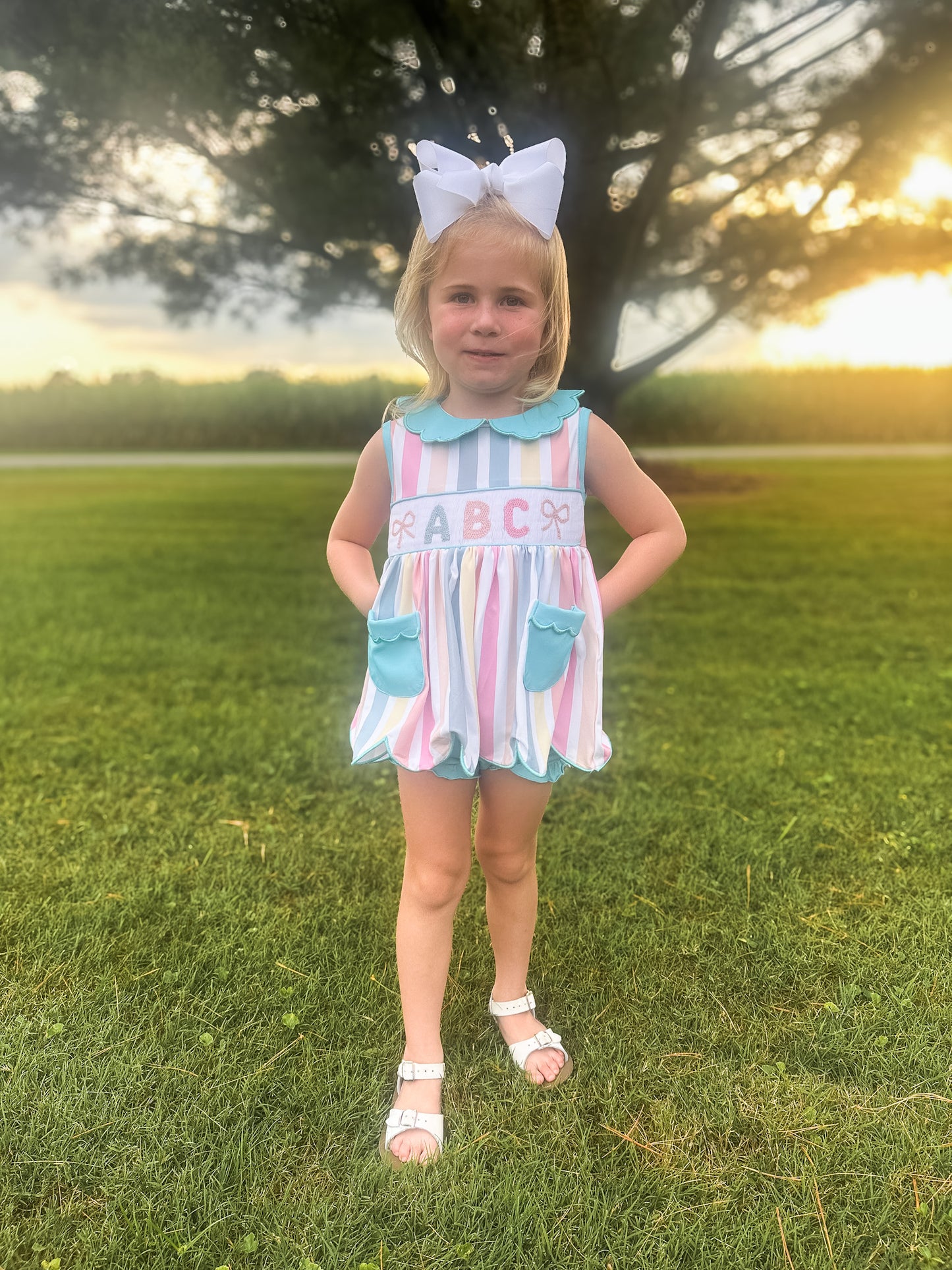 RTS - Alphabet Stripes Girl Diaper Set
