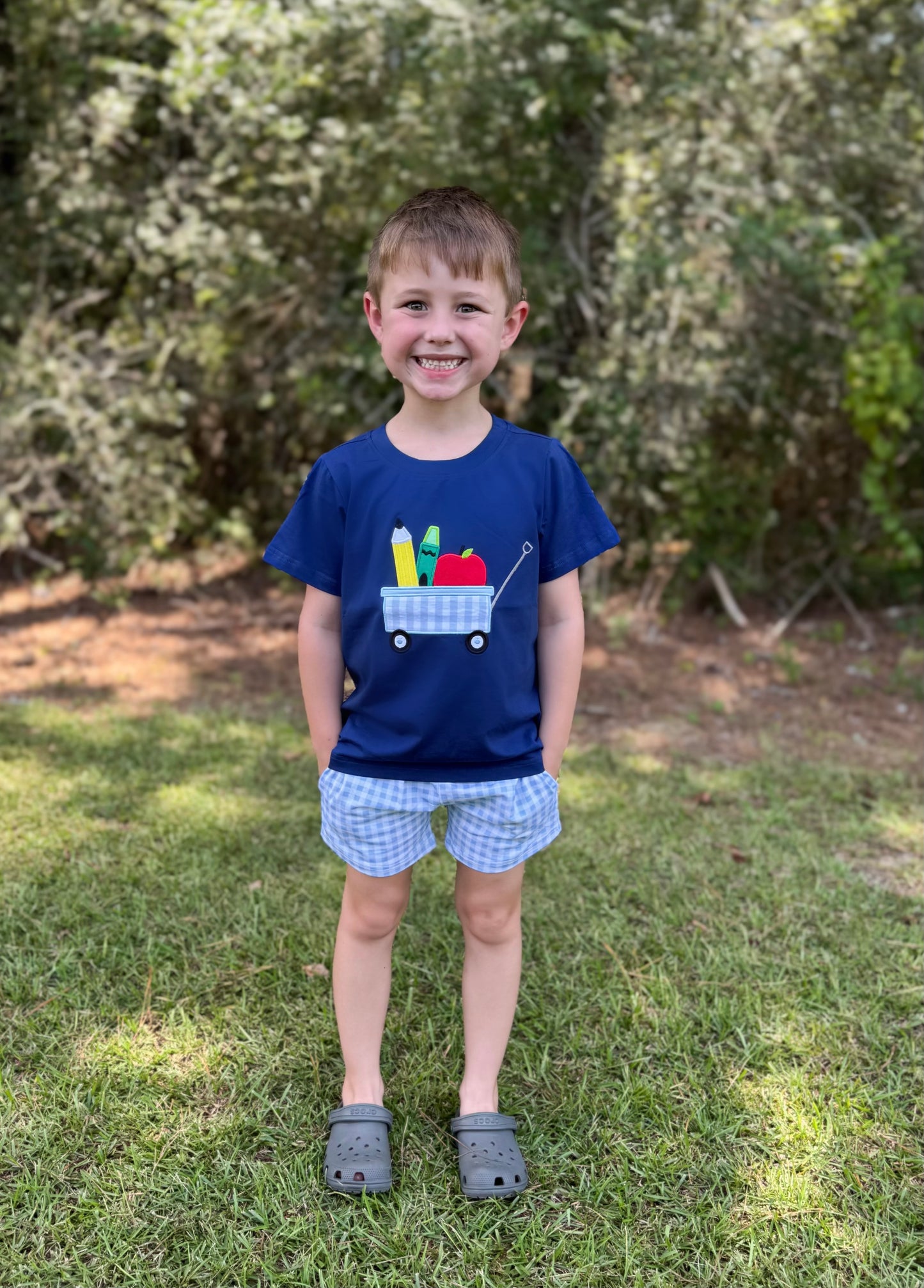 RTS - BTS Shirt Only - Appliqué Wagon Supplies Boy Shirt