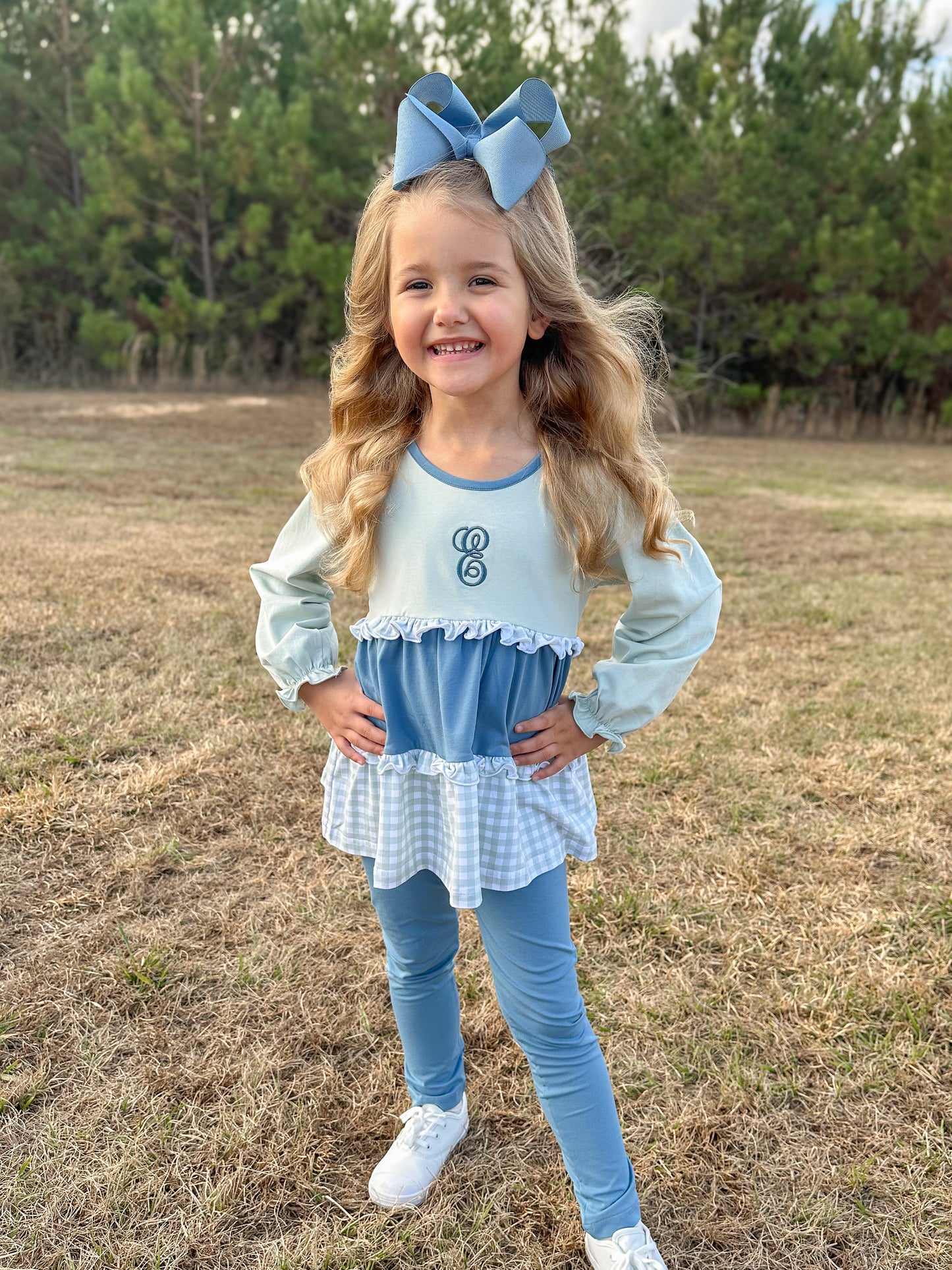 PREORDER 58: WINTER RERUNS - Winter Sage Colorblock Girl Pant Set