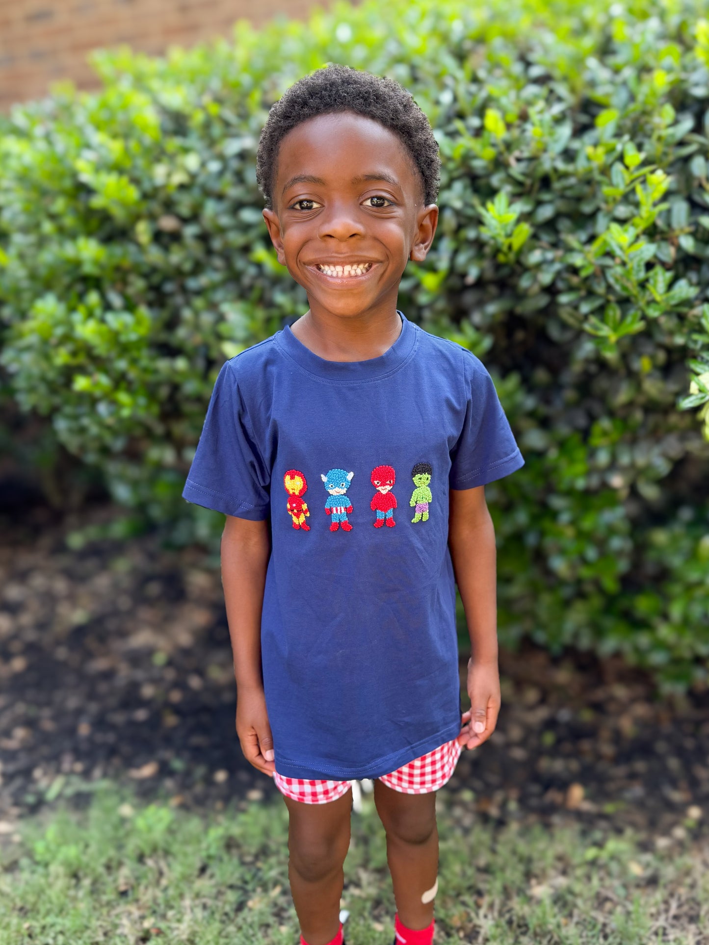 RTS - SUMMER PT 2 - Summer 2 Boys Only - French Knot Superheroes Boy Shortie Set