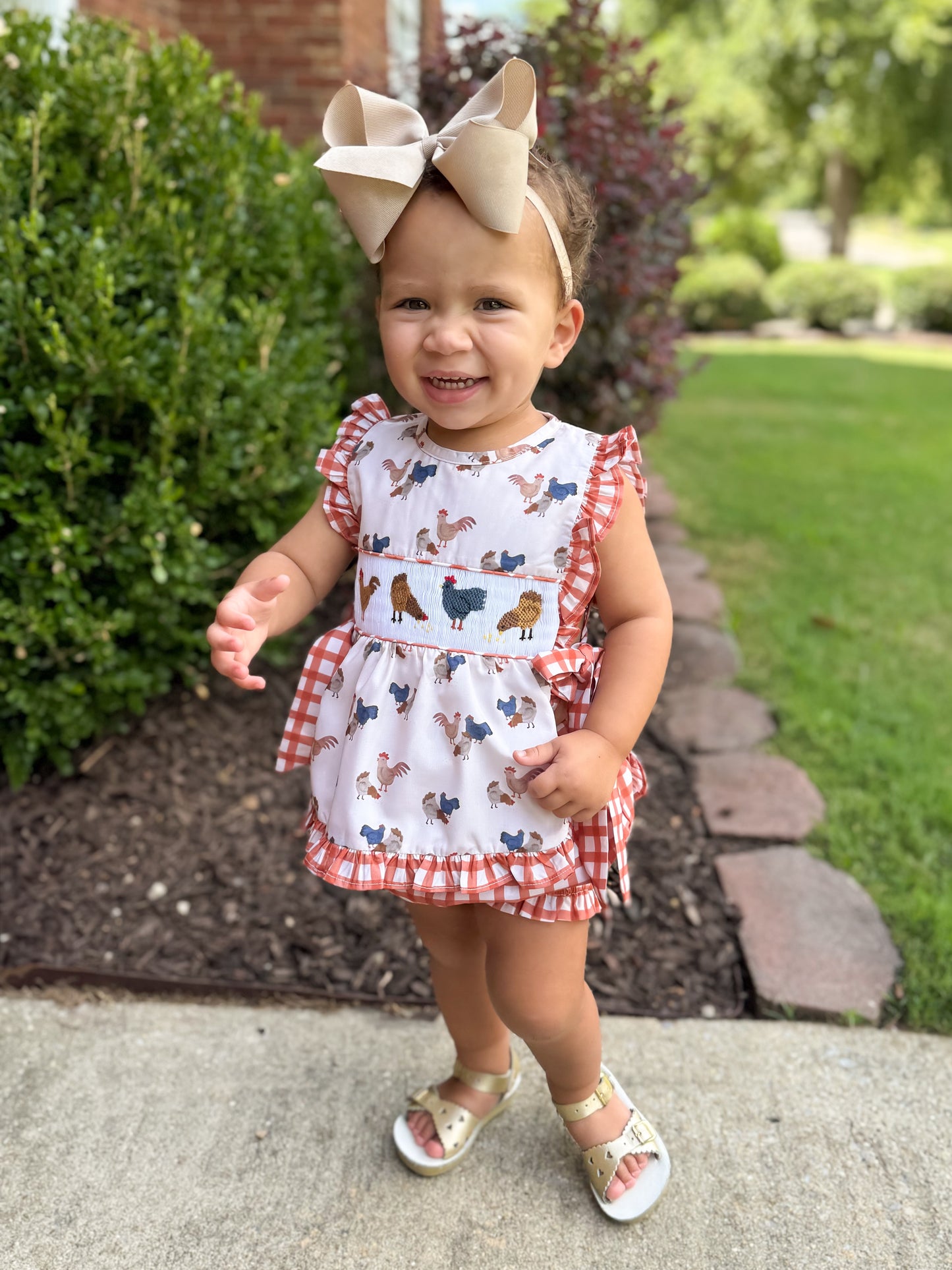 RTS - SUMMER PT 2 - Smocked Chickens Girl Diaper Set