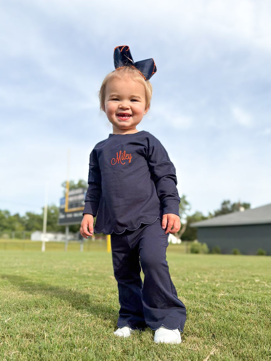 RTS - COLLEGIATE - Gameday Warm Ups Girl Pant Set - Navy “NO MONO”