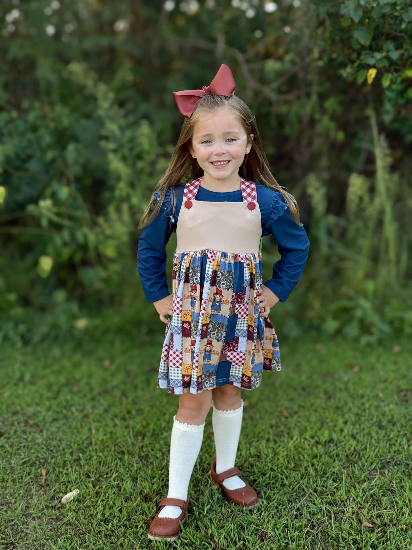 RTS - Scarecrow Patchwork Girl Dress - No monogram