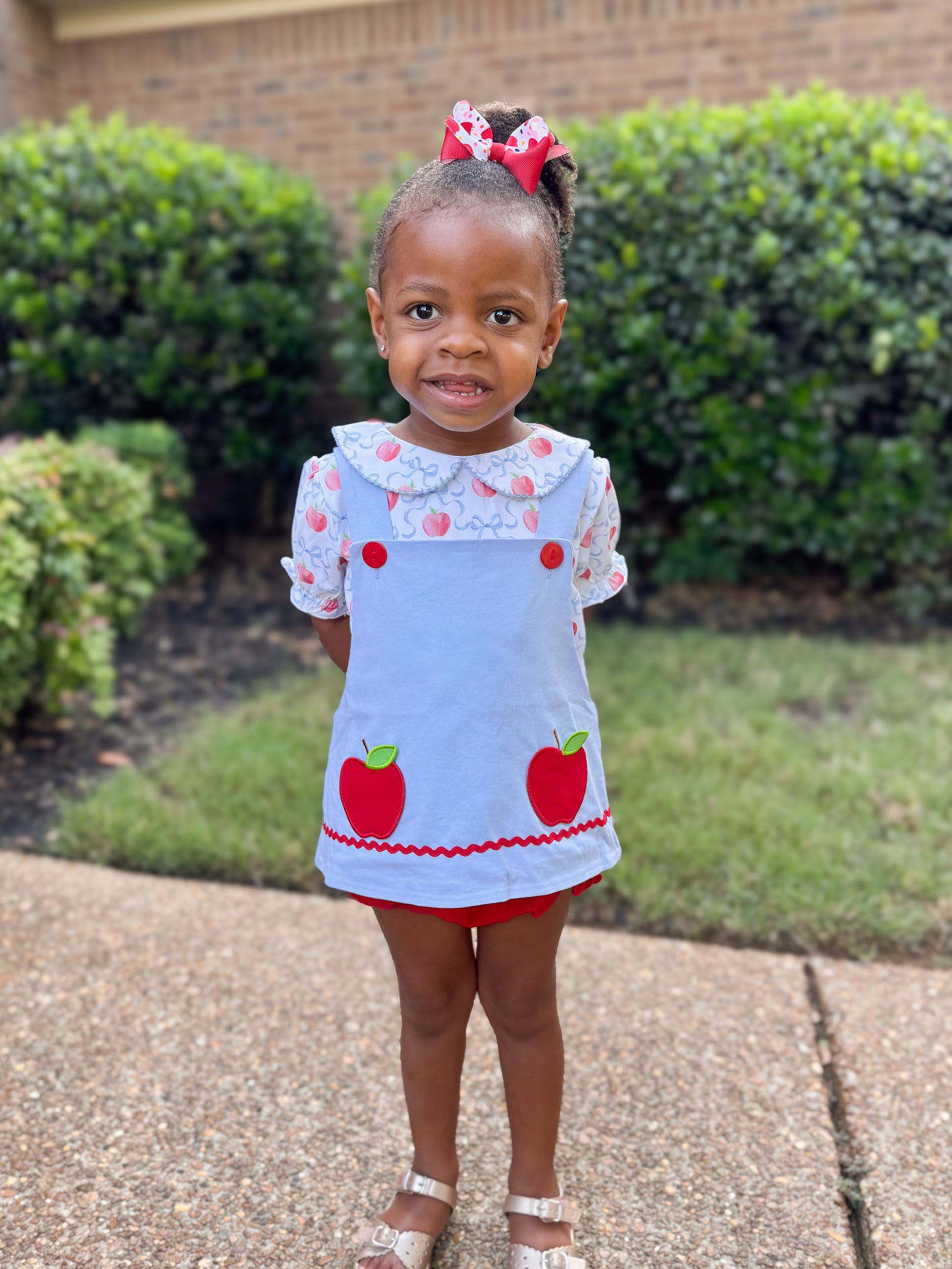 RTS - SUMMER PT 2 - Chainstitch Apples Girl Diaper Set - NO MONOGRAM