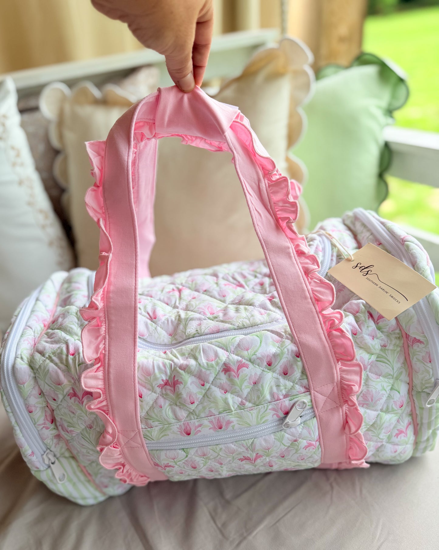 RTS - SUMMER PT 2 - Lime & Pink Floral Duffel Bag - NO MONOGRAM