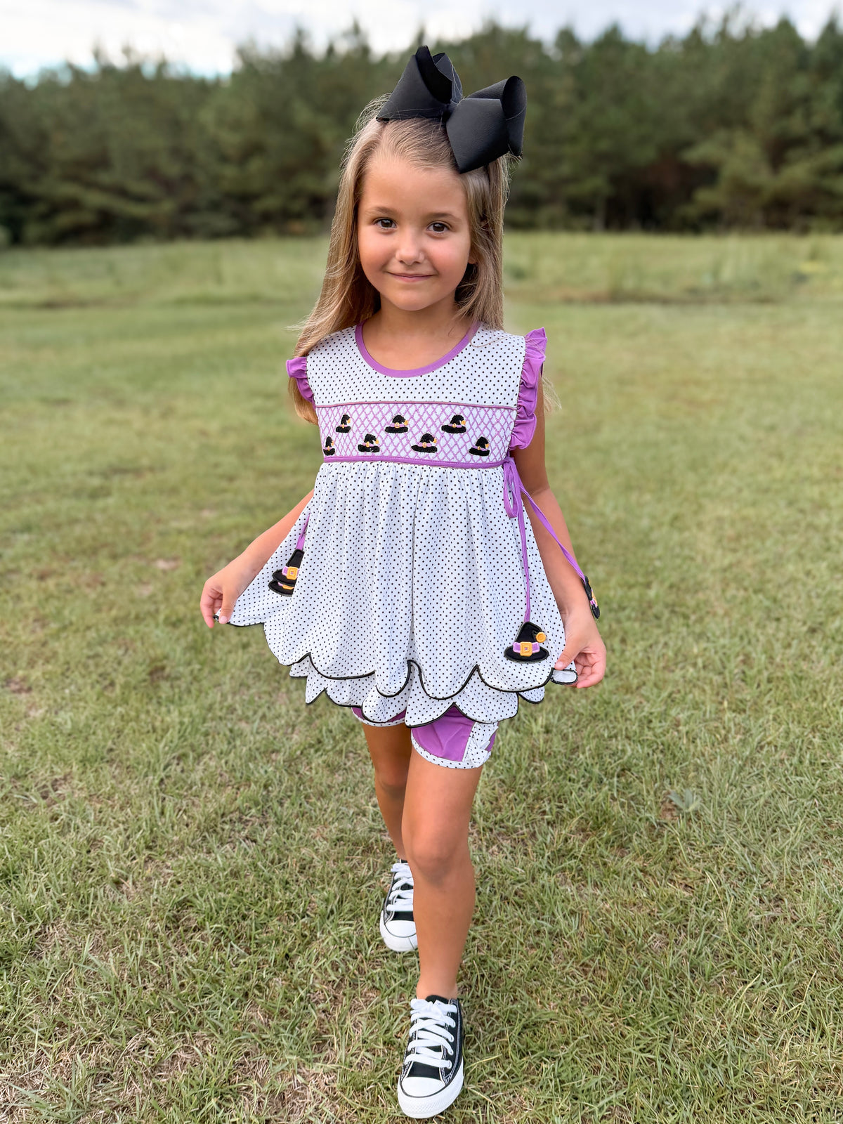 RTS - HALLOWEEN & TURKEYS - GIRLS ONLY - Geo Witch Hats Girl Shortie Set