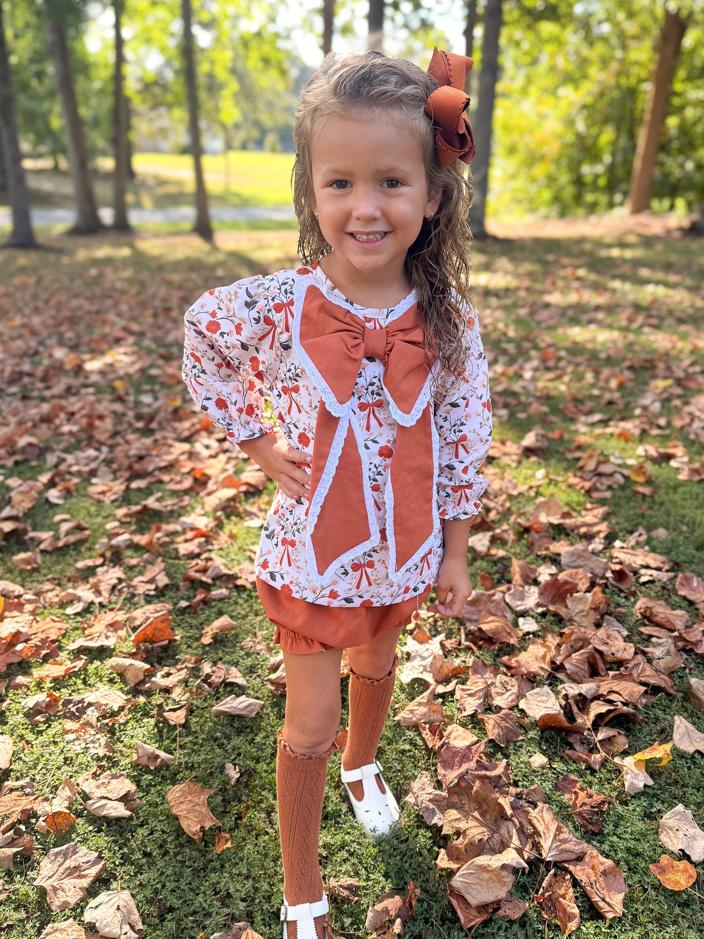 RTS - Autumn Linen & Bows Girl Diaper Set